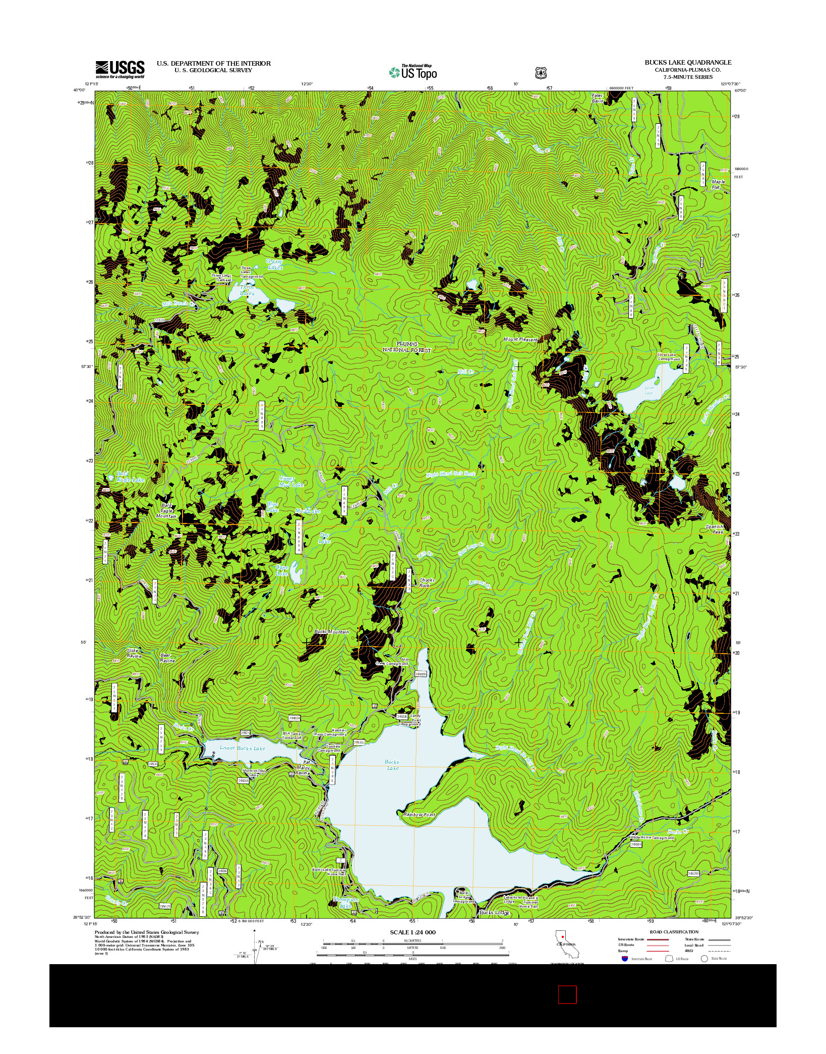 USGS US TOPO 7.5-MINUTE MAP FOR BUCKS LAKE, CA 2012