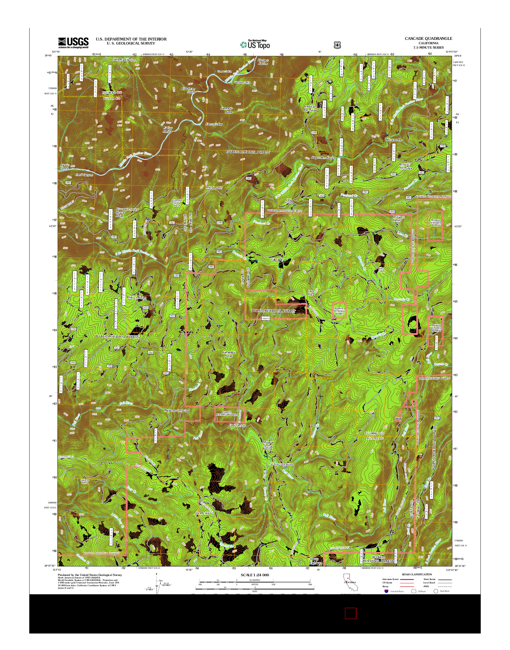 USGS US TOPO 7.5-MINUTE MAP FOR CASCADE, CA 2012