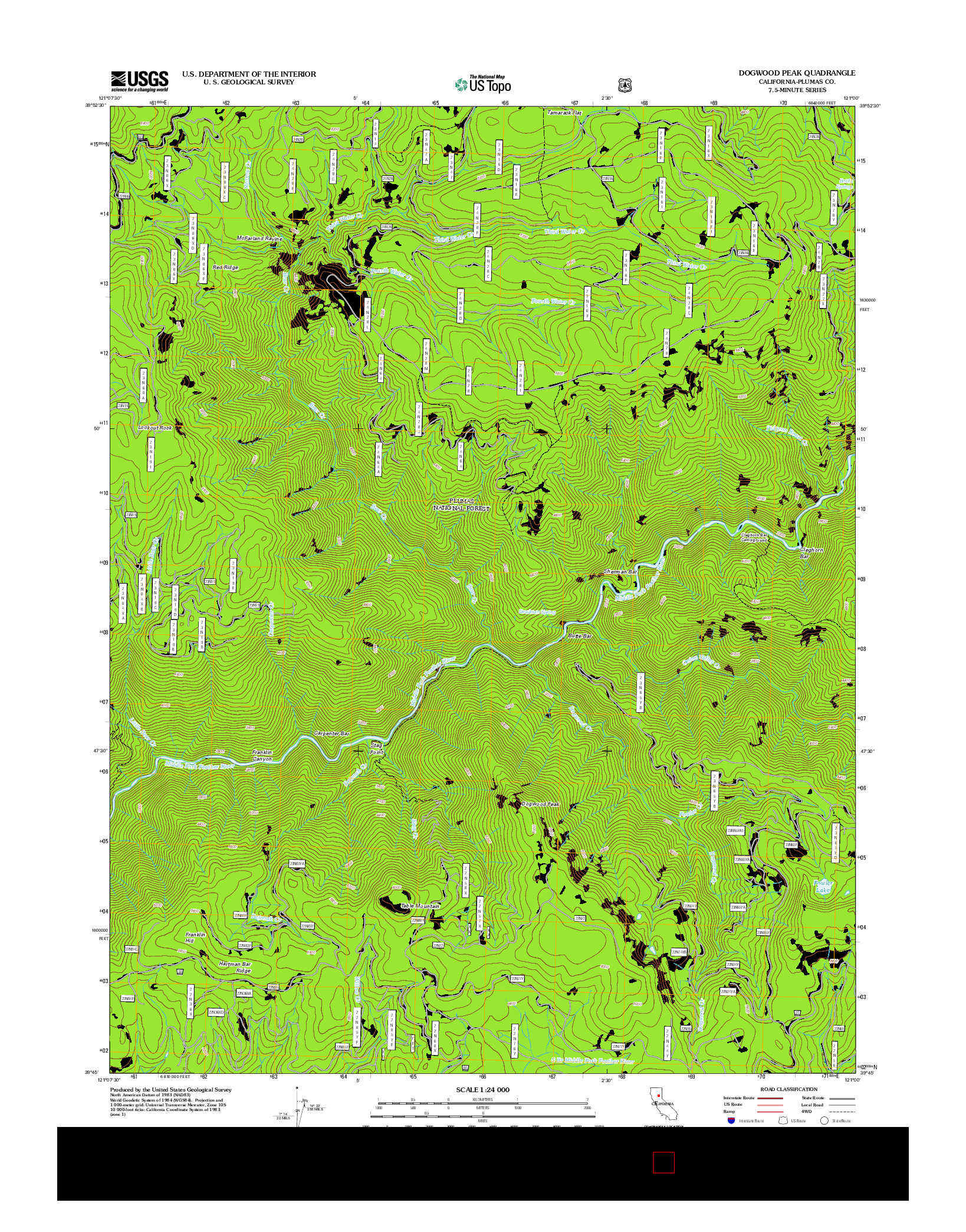 USGS US TOPO 7.5-MINUTE MAP FOR DOGWOOD PEAK, CA 2012