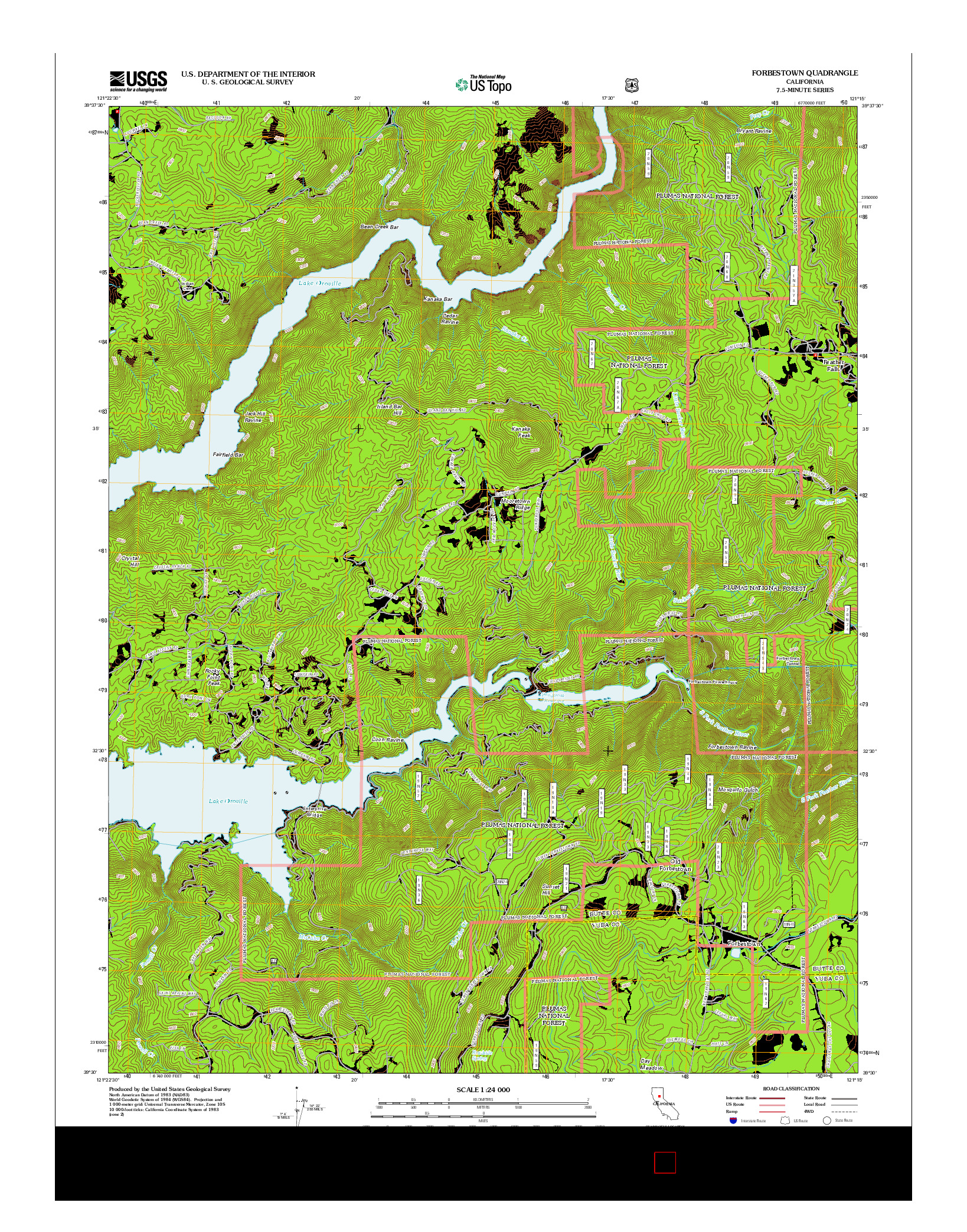 USGS US TOPO 7.5-MINUTE MAP FOR FORBESTOWN, CA 2012