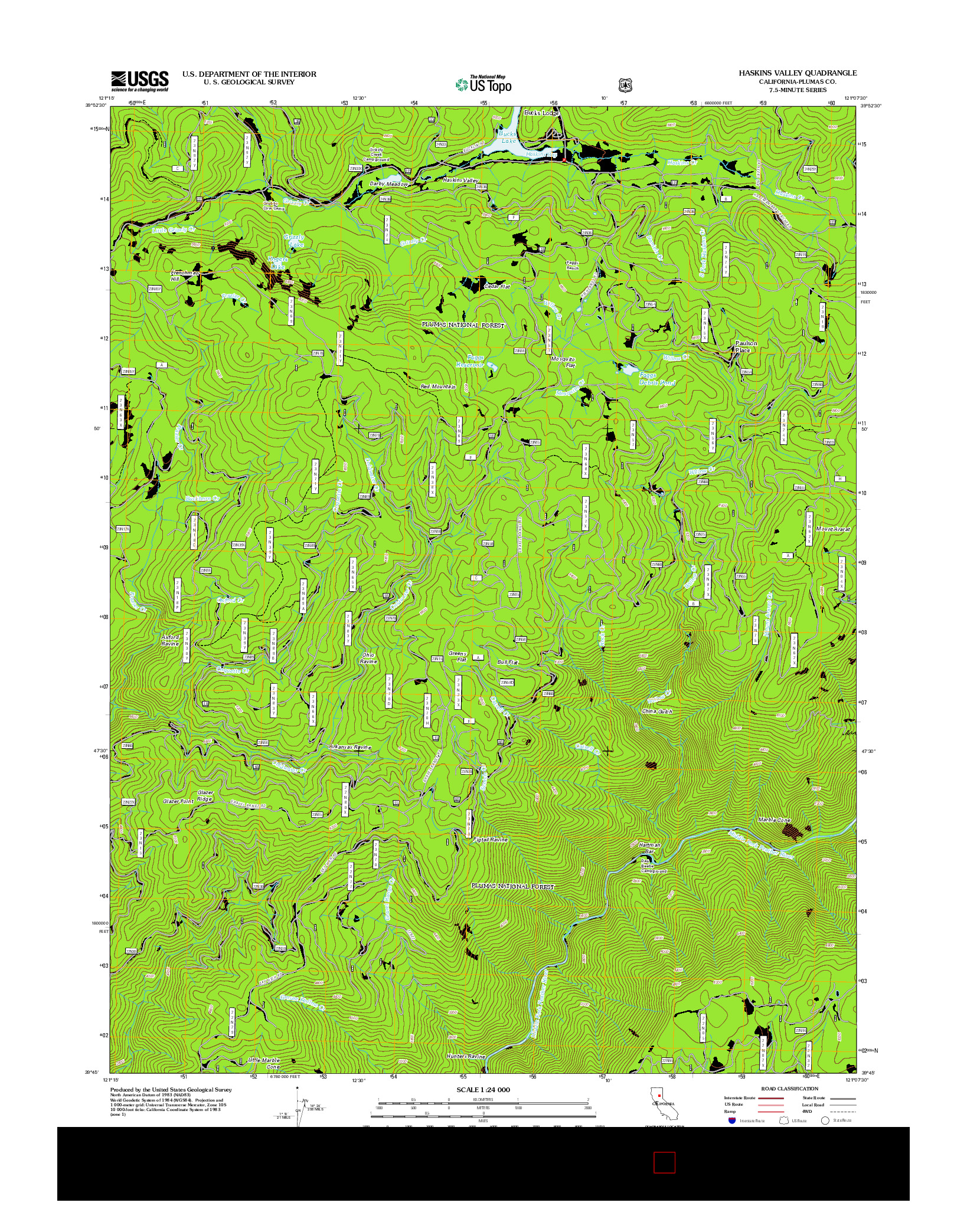 USGS US TOPO 7.5-MINUTE MAP FOR HASKINS VALLEY, CA 2012