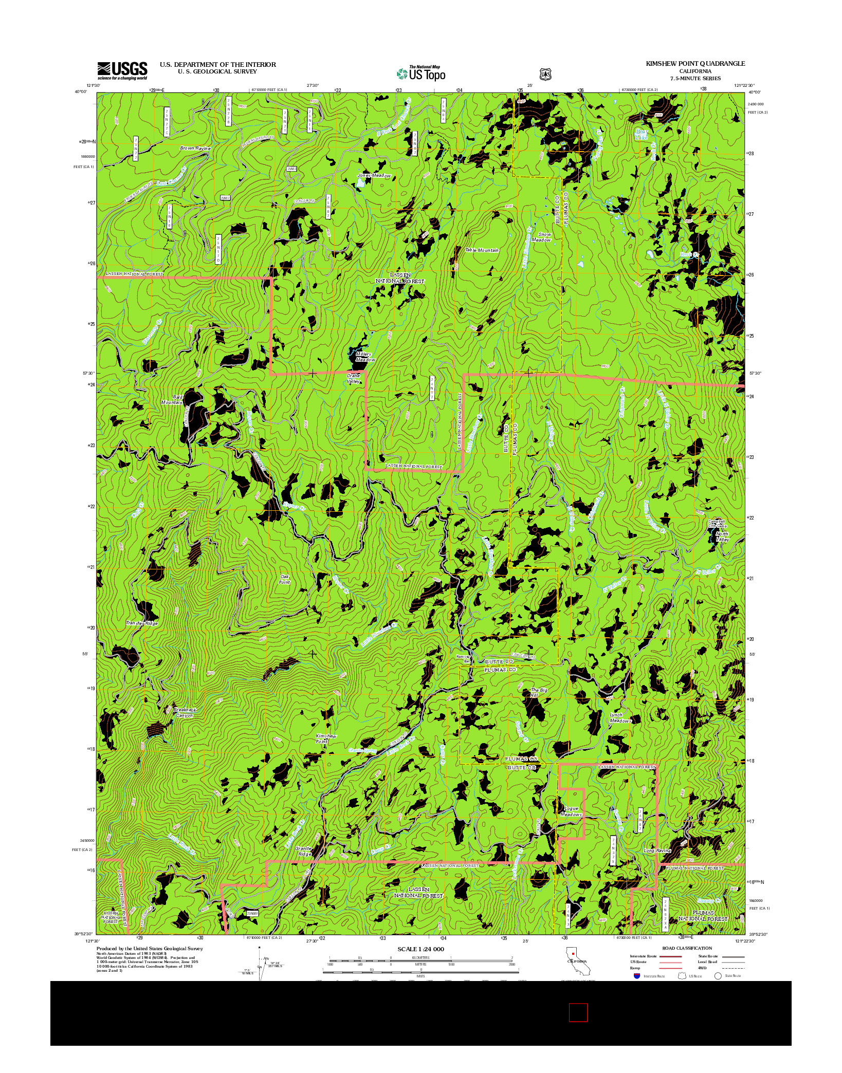 USGS US TOPO 7.5-MINUTE MAP FOR KIMSHEW POINT, CA 2012