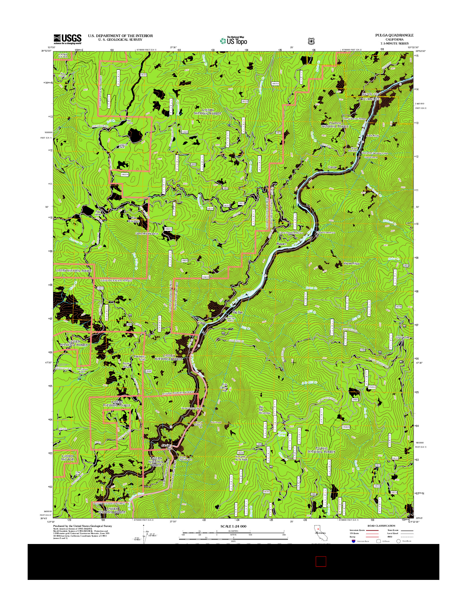 USGS US TOPO 7.5-MINUTE MAP FOR PULGA, CA 2012