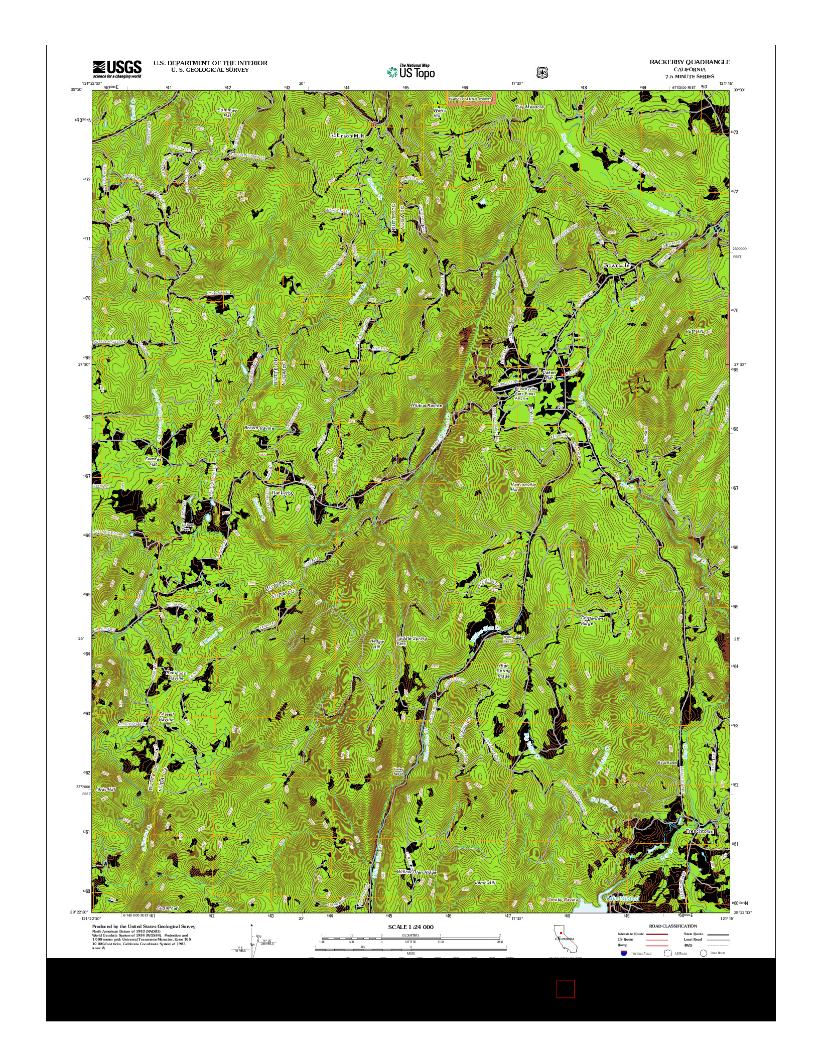 USGS US TOPO 7.5-MINUTE MAP FOR RACKERBY, CA 2012