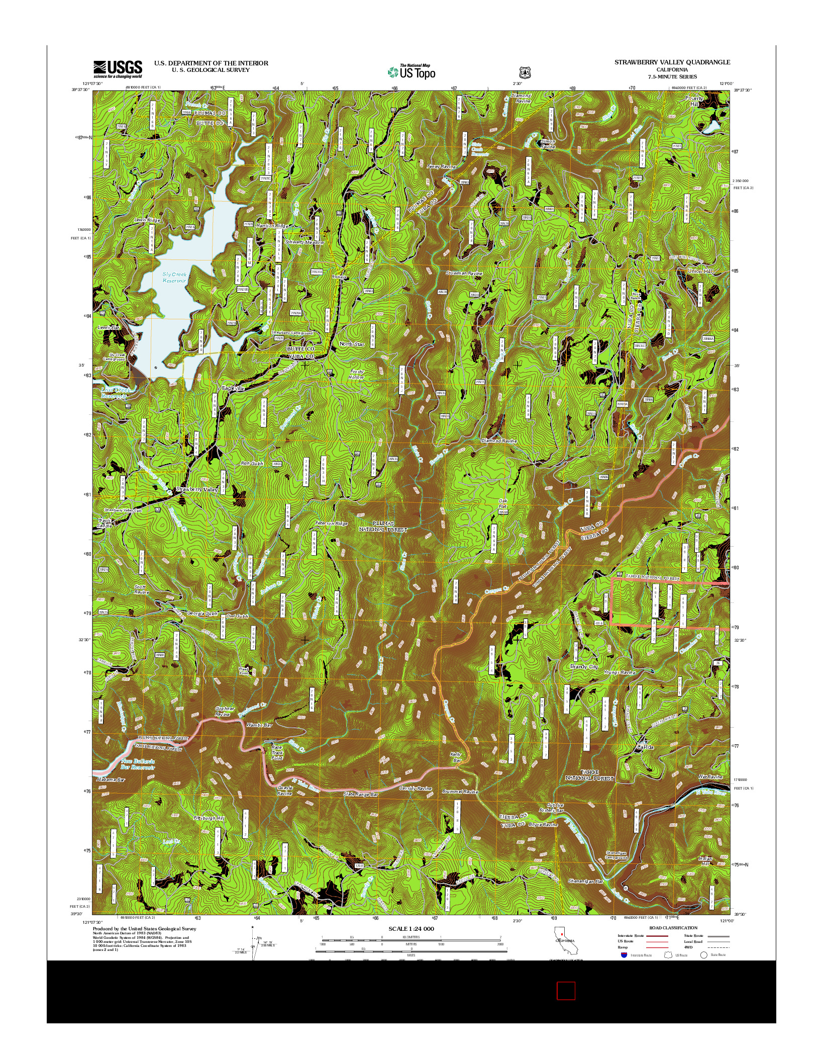 USGS US TOPO 7.5-MINUTE MAP FOR STRAWBERRY VALLEY, CA 2012