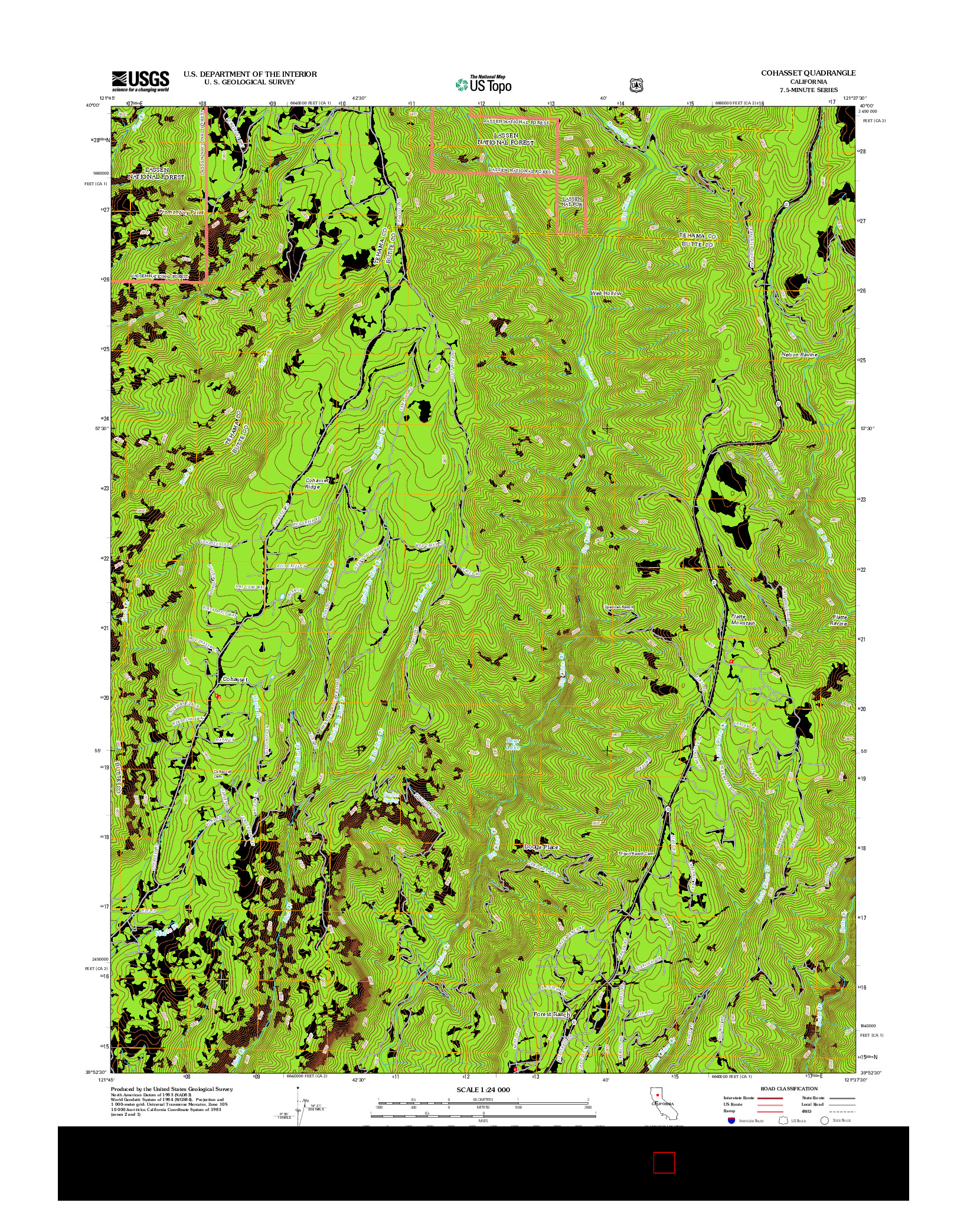 USGS US TOPO 7.5-MINUTE MAP FOR COHASSET, CA 2012