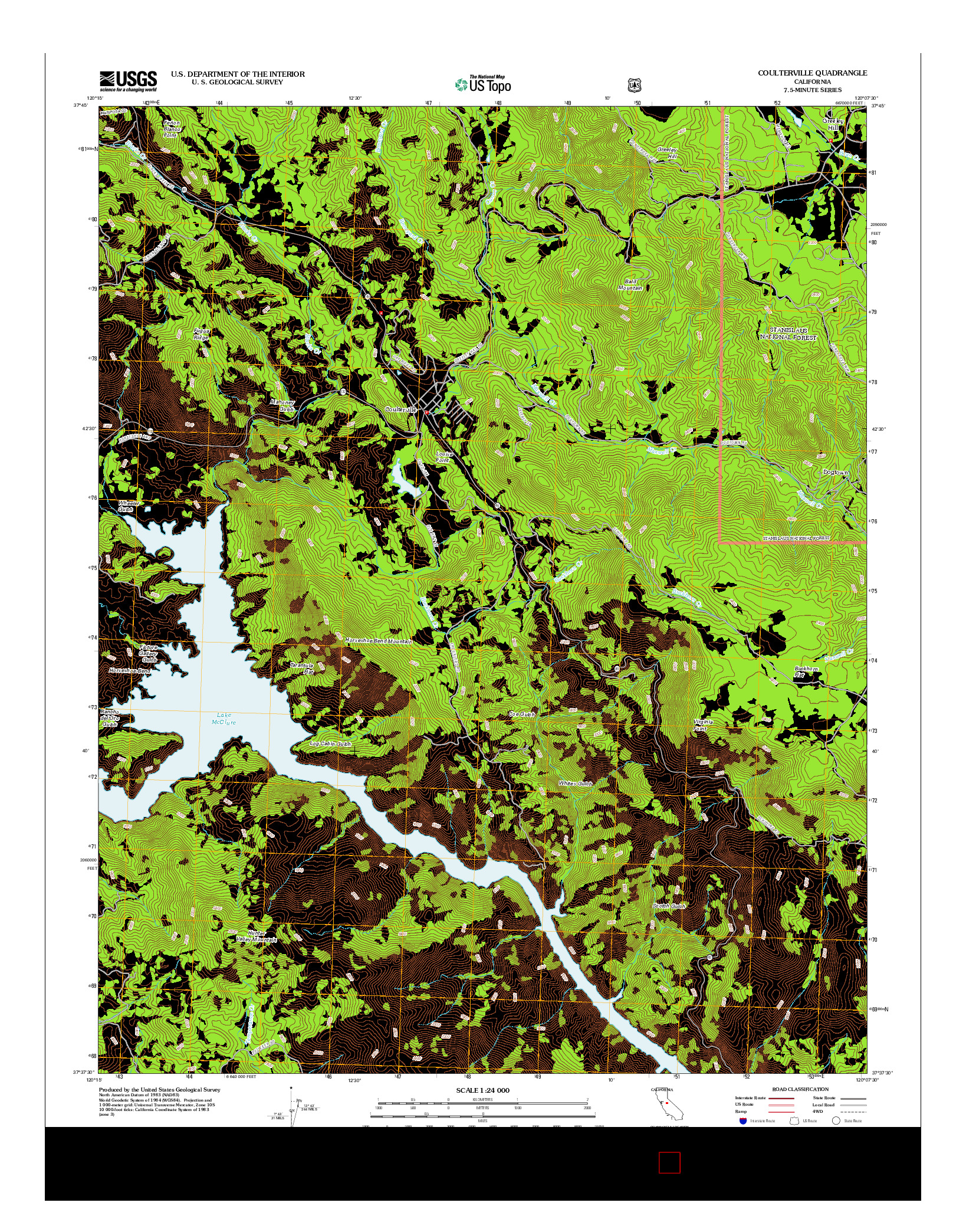 USGS US TOPO 7.5-MINUTE MAP FOR COULTERVILLE, CA 2012
