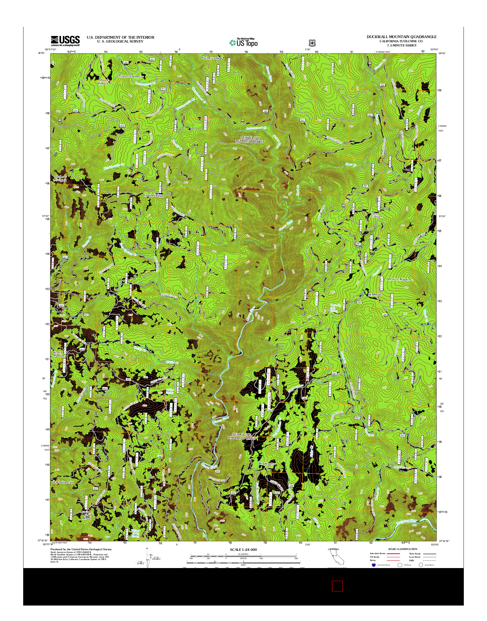 USGS US TOPO 7.5-MINUTE MAP FOR DUCKWALL MOUNTAIN, CA 2012