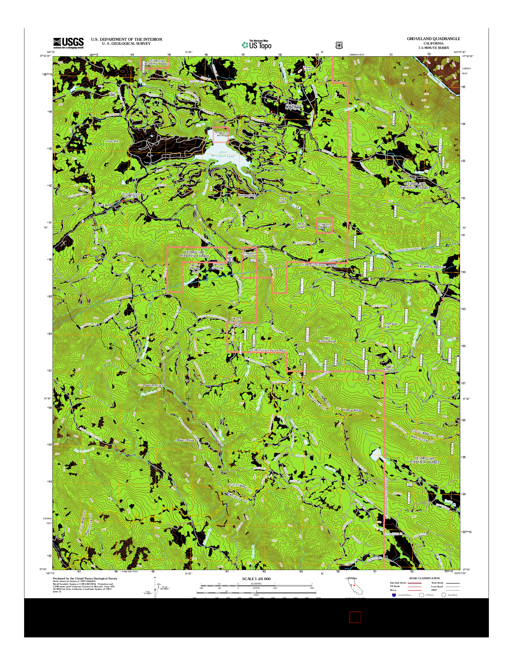 USGS US TOPO 7.5-MINUTE MAP FOR GROVELAND, CA 2012