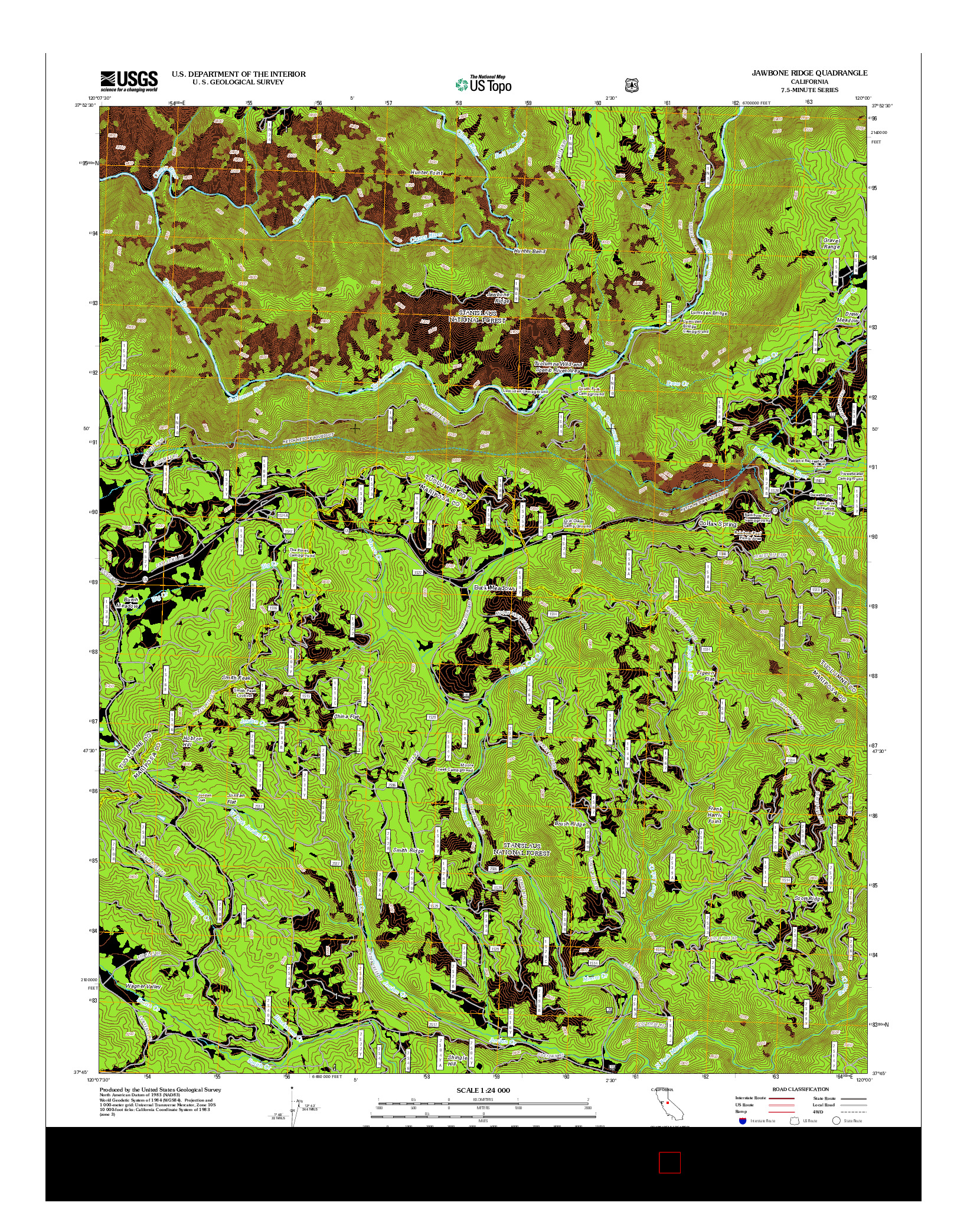 USGS US TOPO 7.5-MINUTE MAP FOR JAWBONE RIDGE, CA 2012
