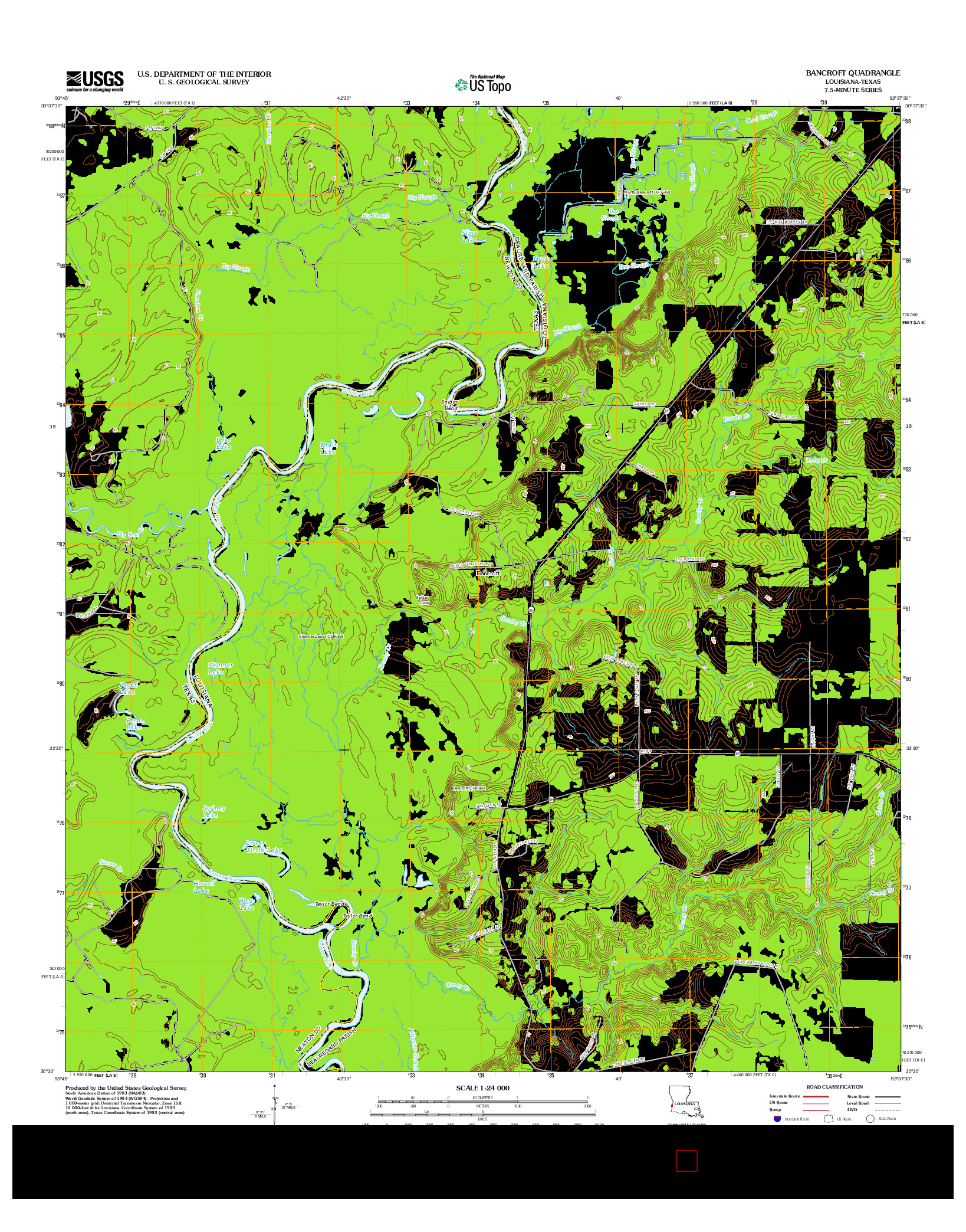 USGS US TOPO 7.5-MINUTE MAP FOR BANCROFT, LA-TX 2012