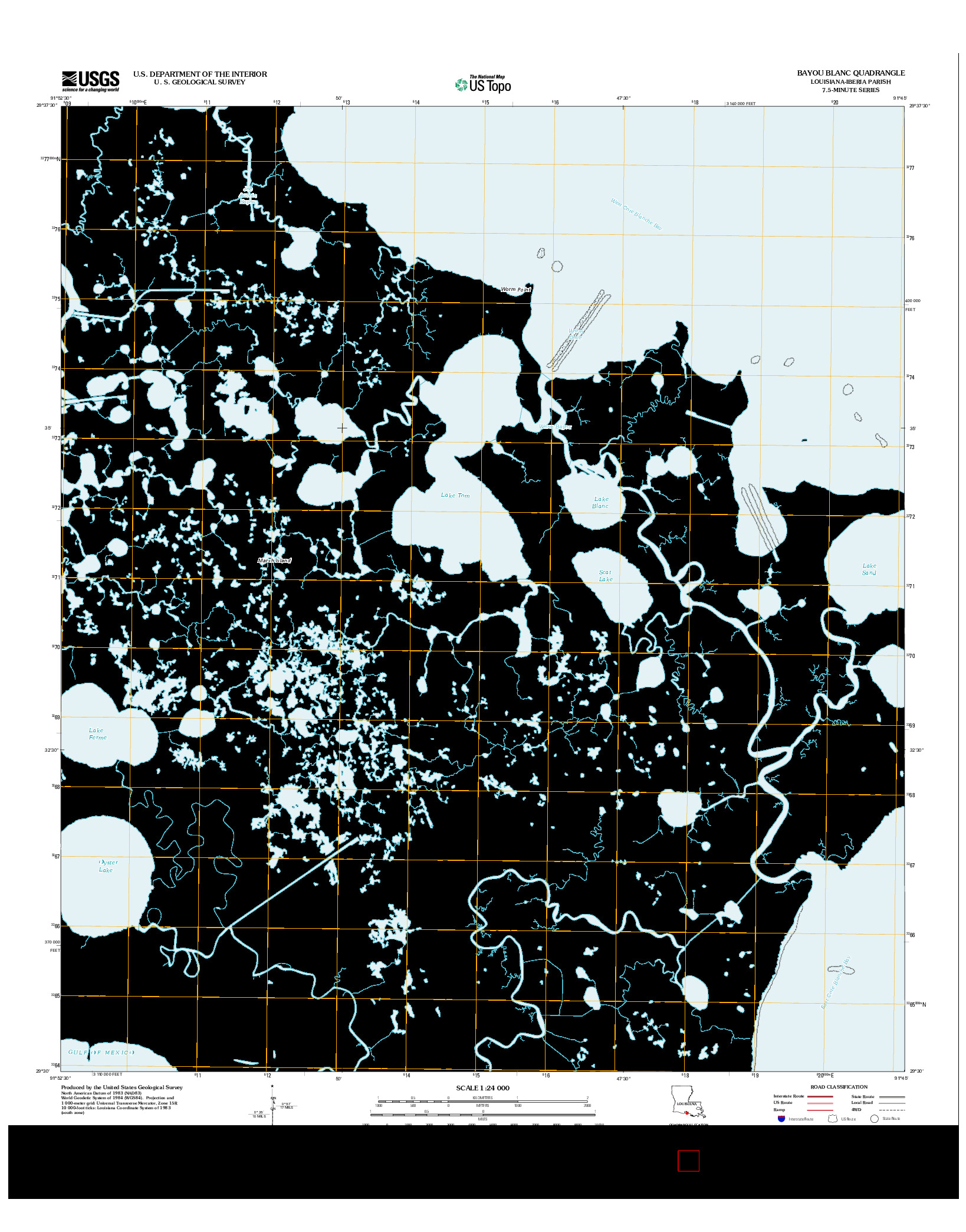 USGS US TOPO 7.5-MINUTE MAP FOR BAYOU BLANC, LA 2012