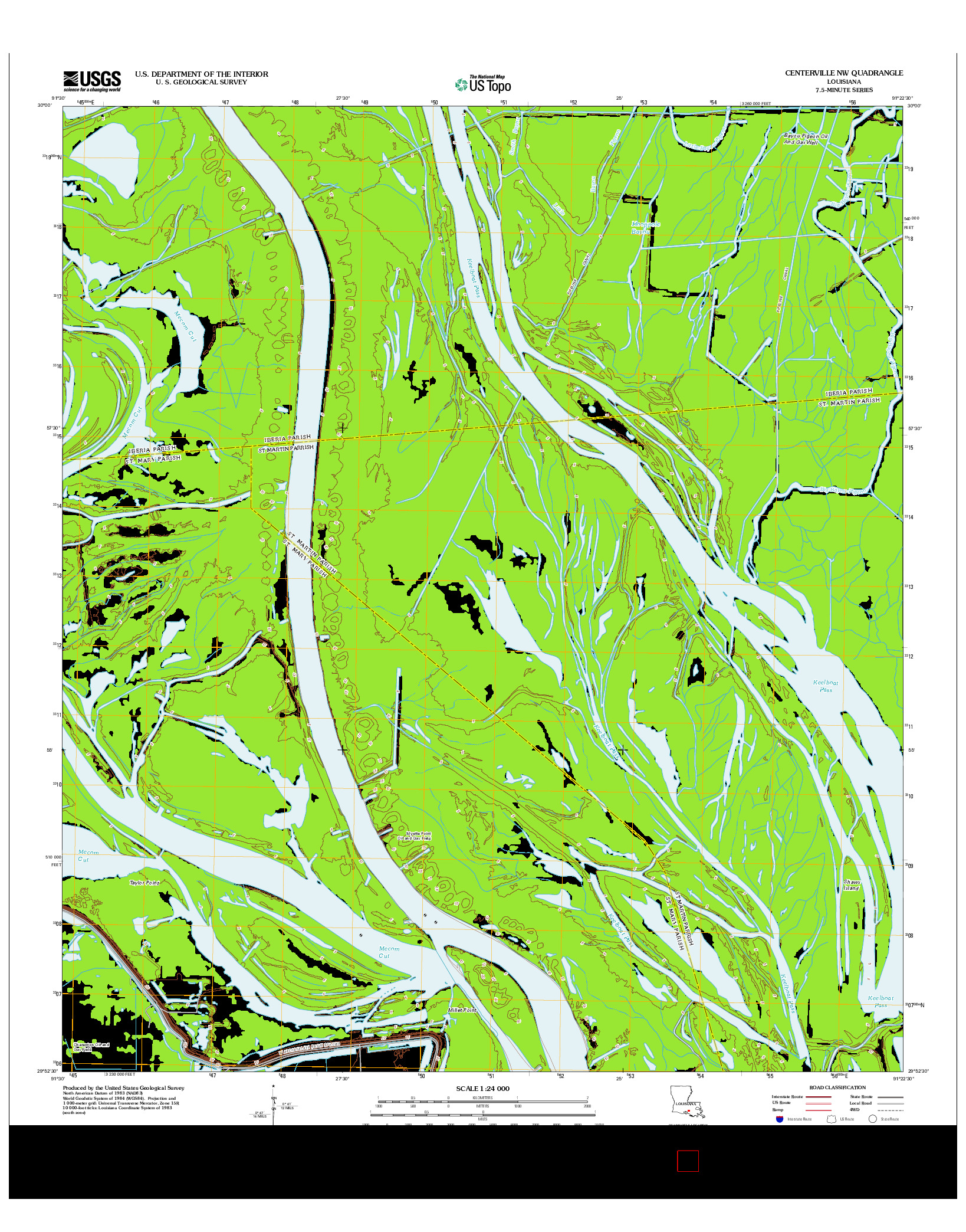 USGS US TOPO 7.5-MINUTE MAP FOR CENTERVILLE NW, LA 2012