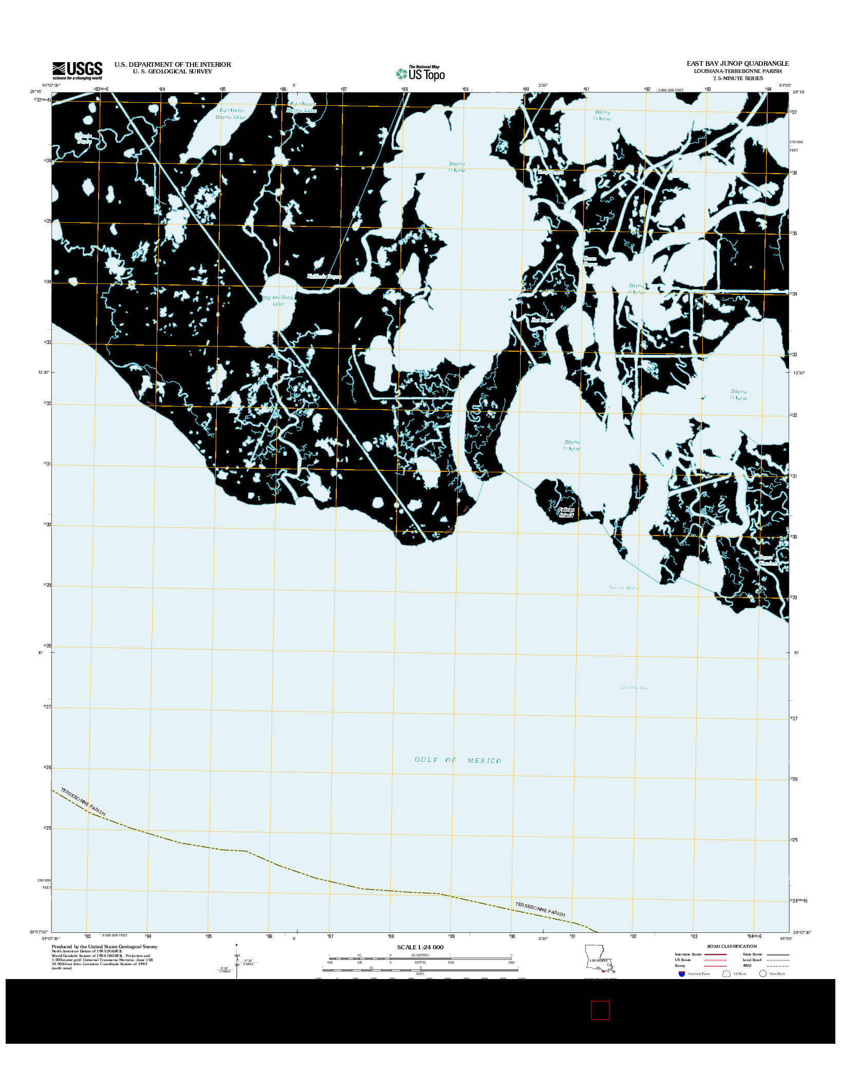 USGS US TOPO 7.5-MINUTE MAP FOR EAST BAY JUNOP, LA 2012