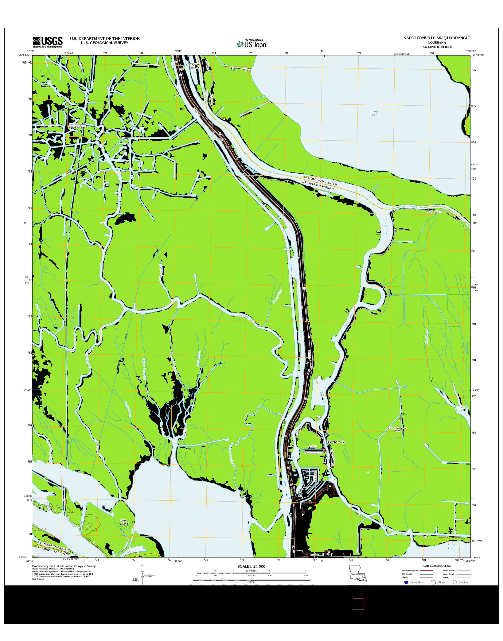 USGS US TOPO 7.5-MINUTE MAP FOR NAPOLEONVILLE SW, LA 2012