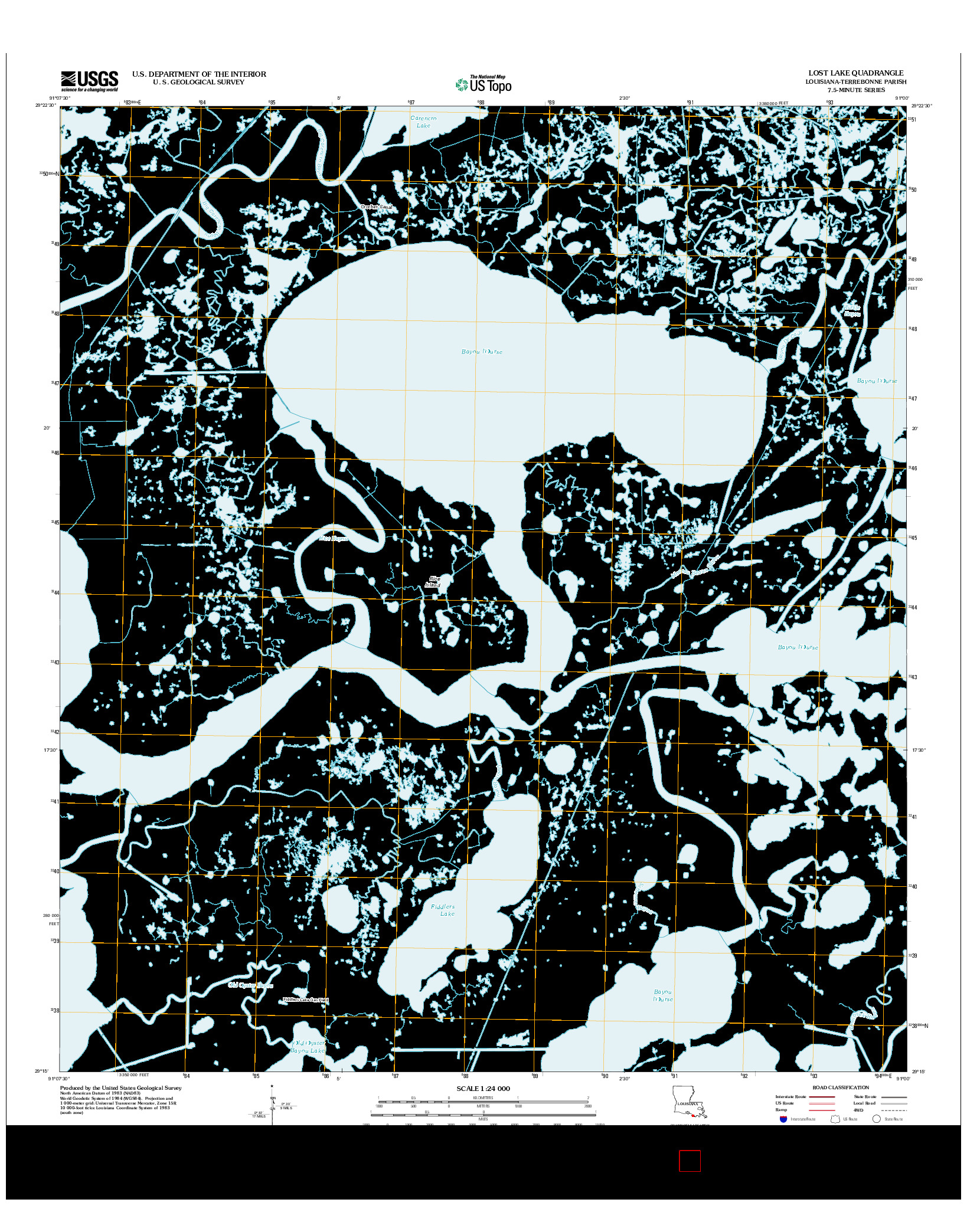 USGS US TOPO 7.5-MINUTE MAP FOR LOST LAKE, LA 2012