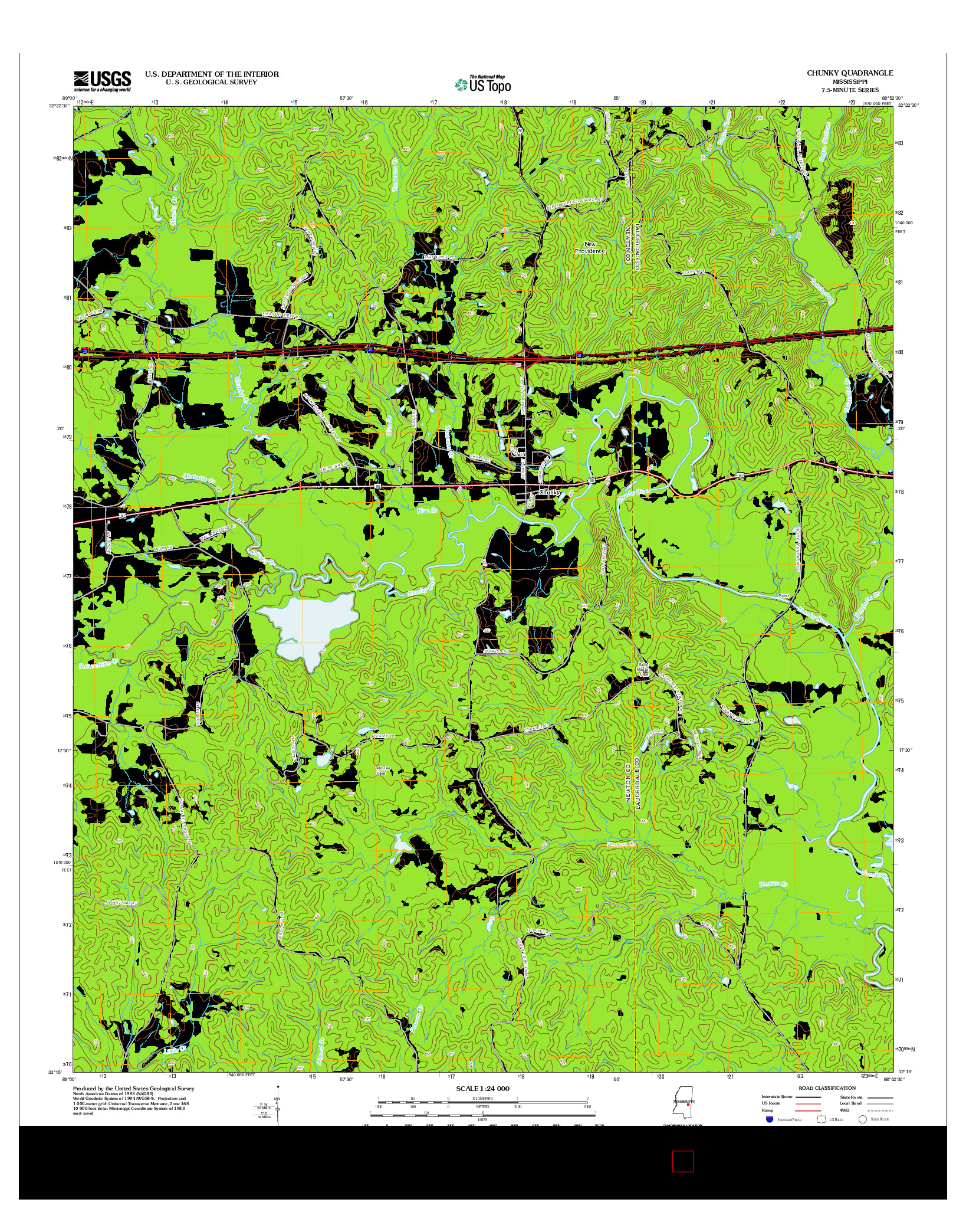 USGS US TOPO 7.5-MINUTE MAP FOR CHUNKY, MS 2012