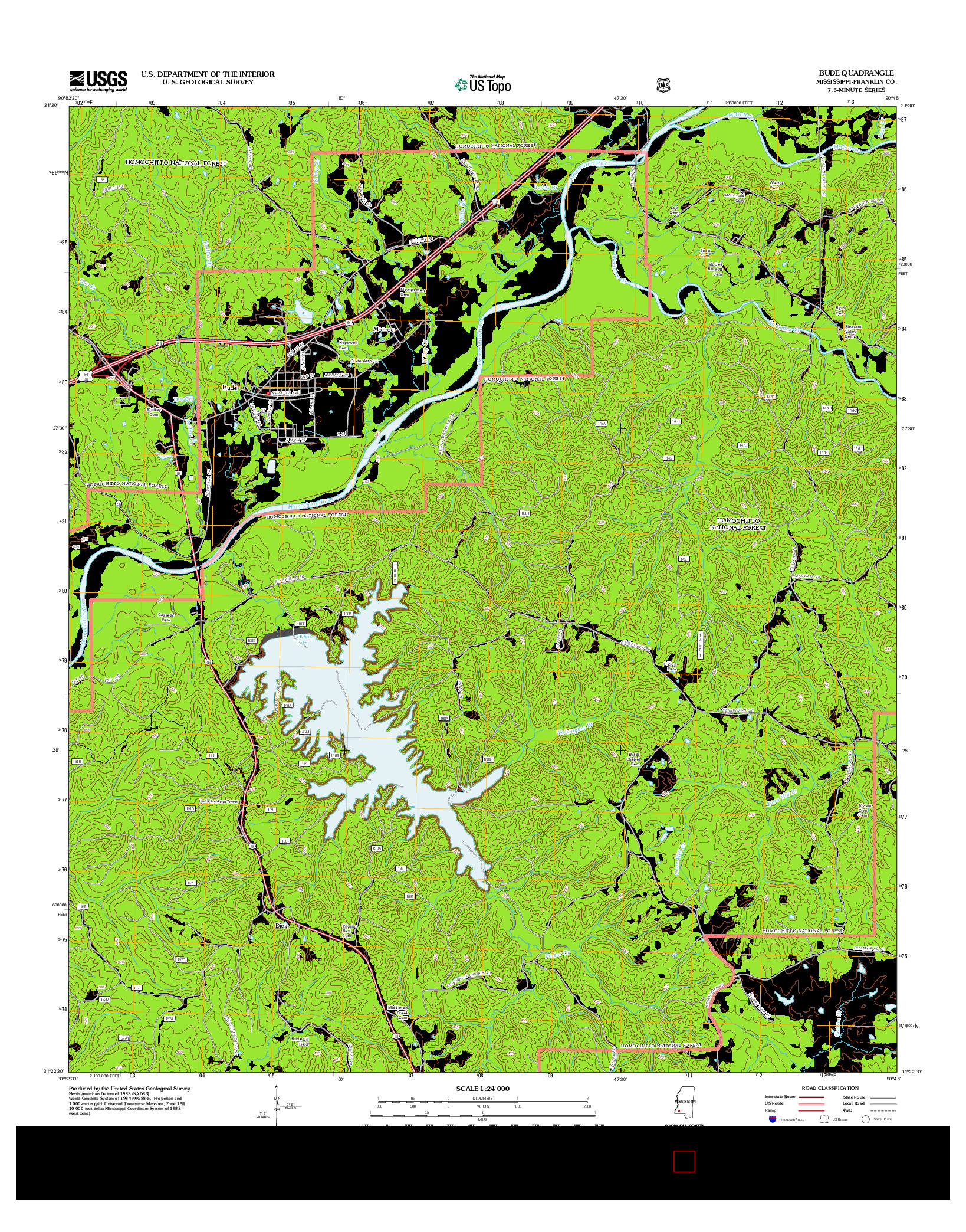 USGS US TOPO 7.5-MINUTE MAP FOR BUDE, MS 2012