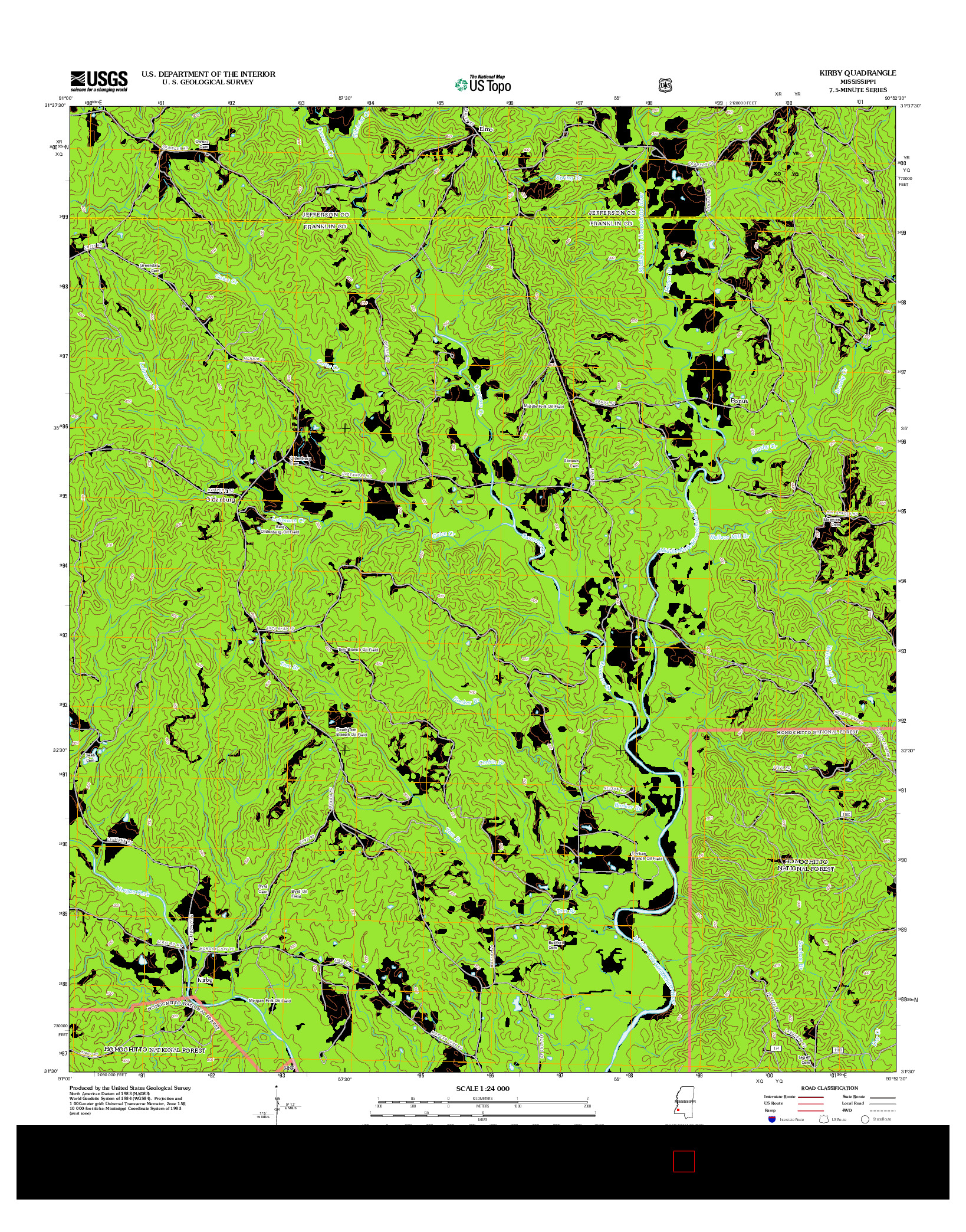 USGS US TOPO 7.5-MINUTE MAP FOR KIRBY, MS 2012