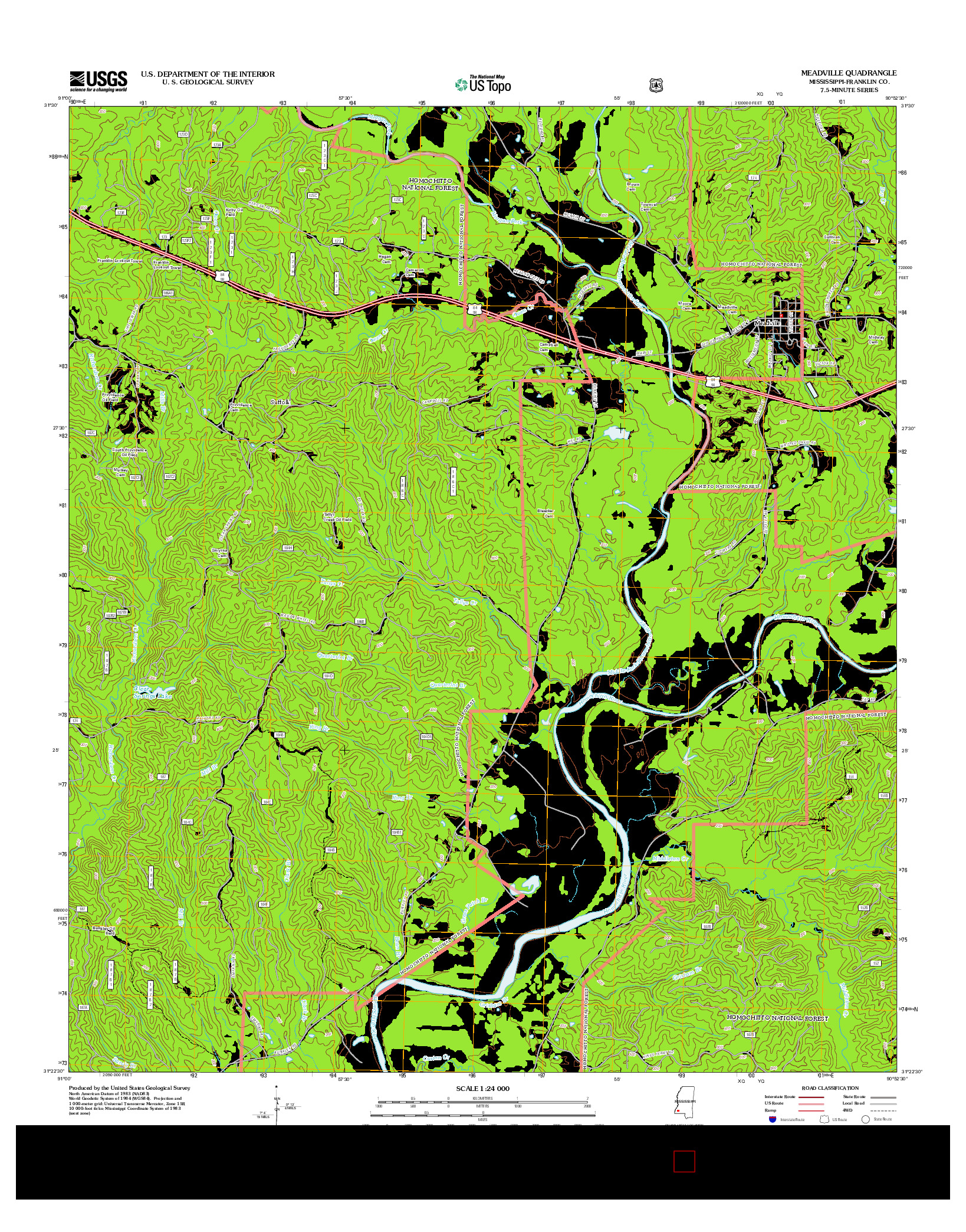 USGS US TOPO 7.5-MINUTE MAP FOR MEADVILLE, MS 2012