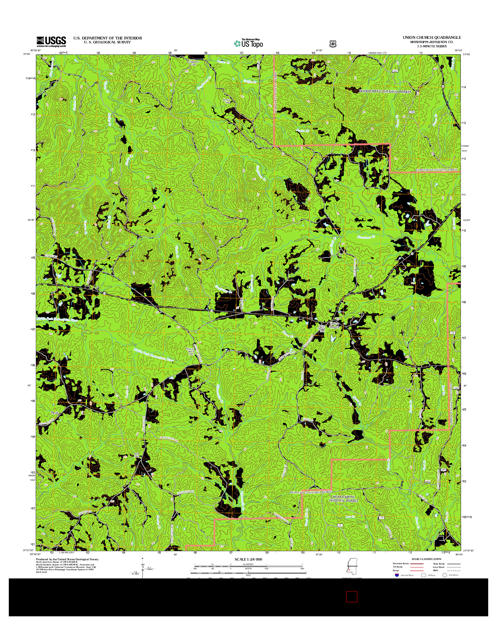 USGS US TOPO 7.5-MINUTE MAP FOR UNION CHURCH, MS 2012