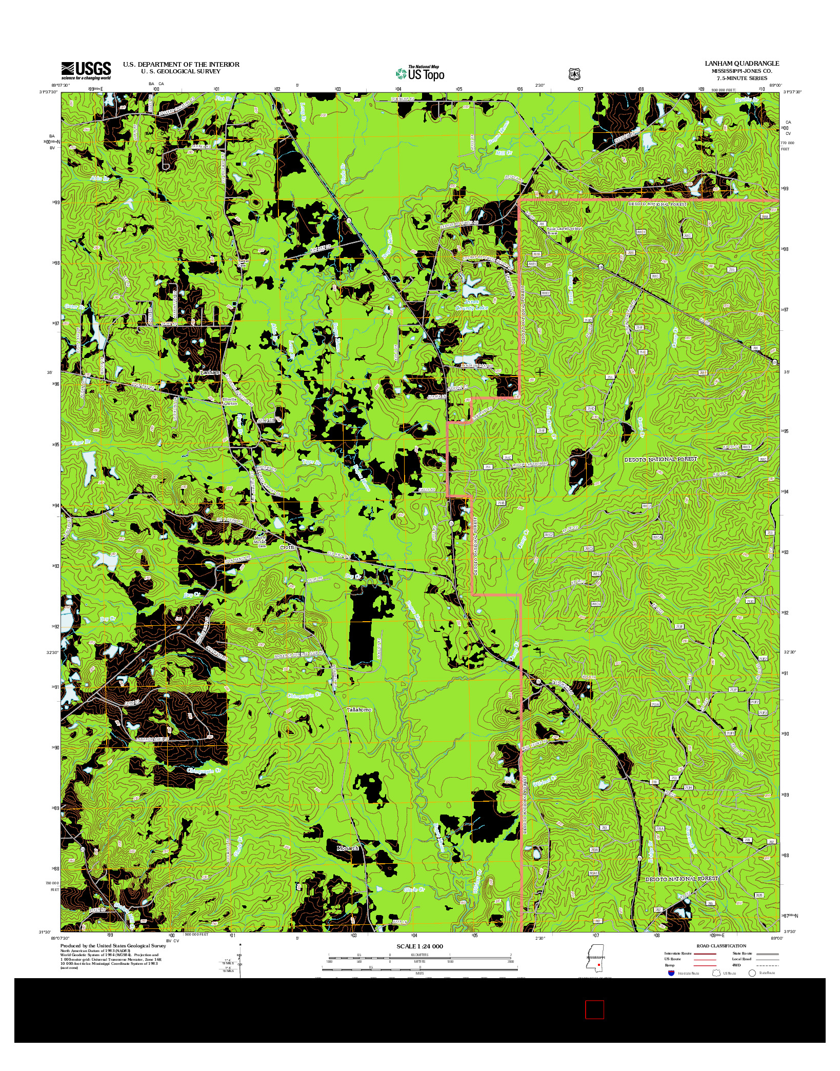 USGS US TOPO 7.5-MINUTE MAP FOR LANHAM, MS 2012