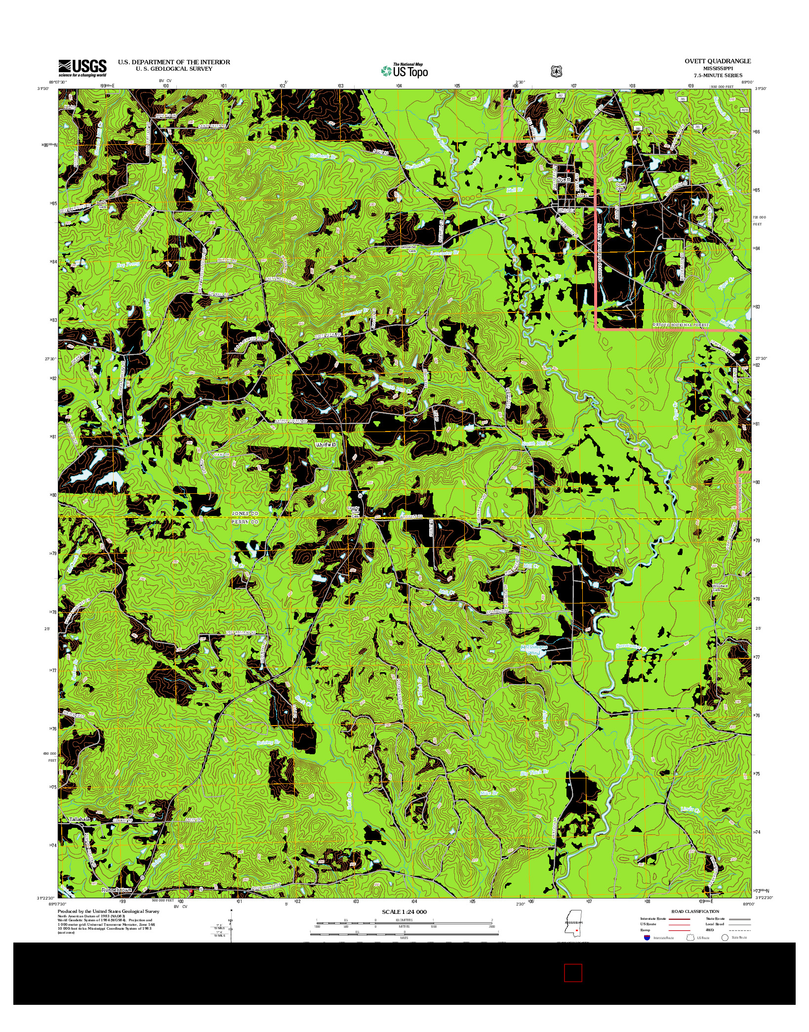 USGS US TOPO 7.5-MINUTE MAP FOR OVETT, MS 2012