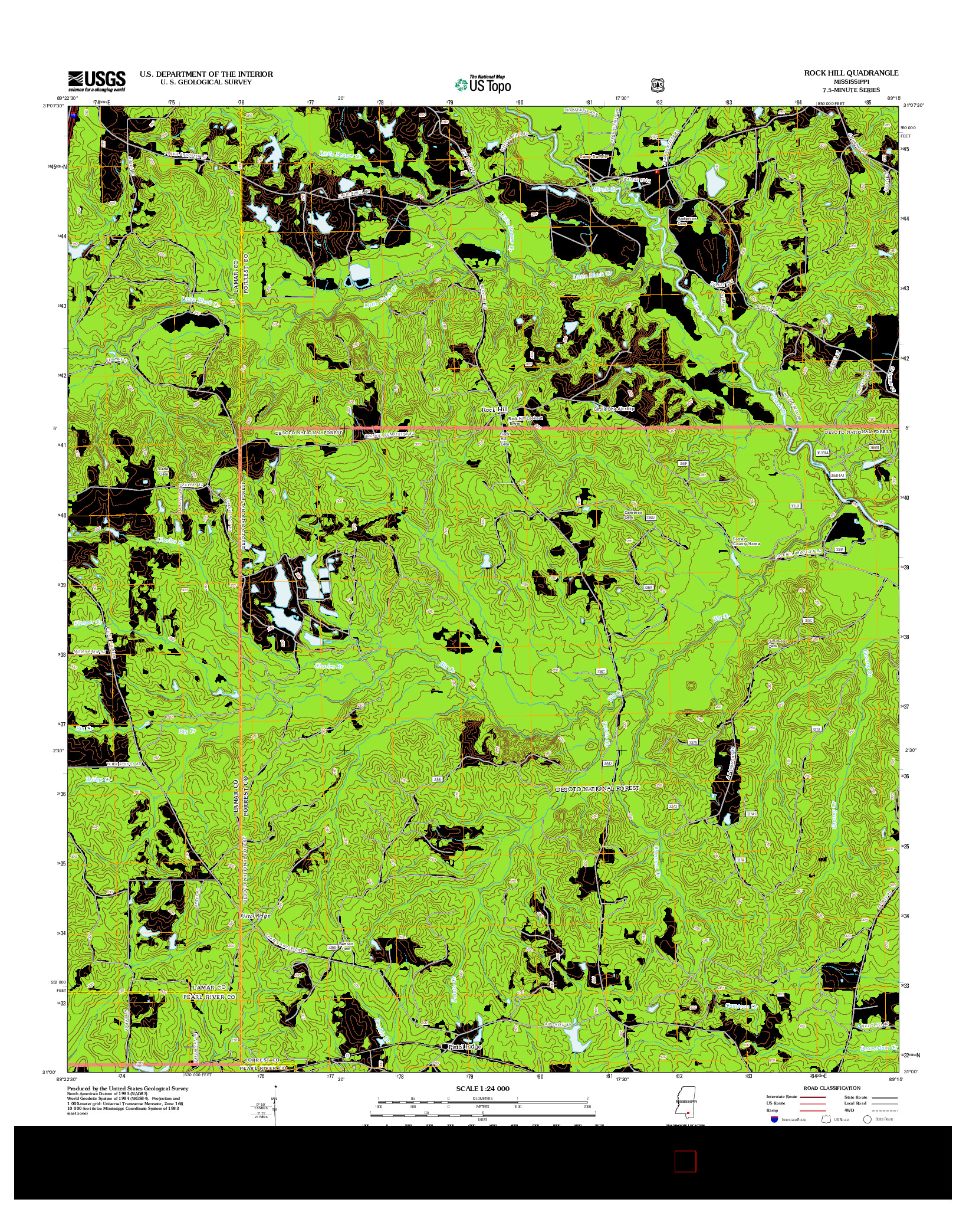 USGS US TOPO 7.5-MINUTE MAP FOR ROCK HILL, MS 2012