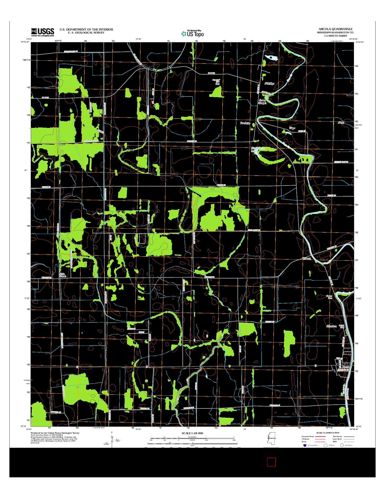 USGS US TOPO 7.5-MINUTE MAP FOR ARCOLA, MS 2012