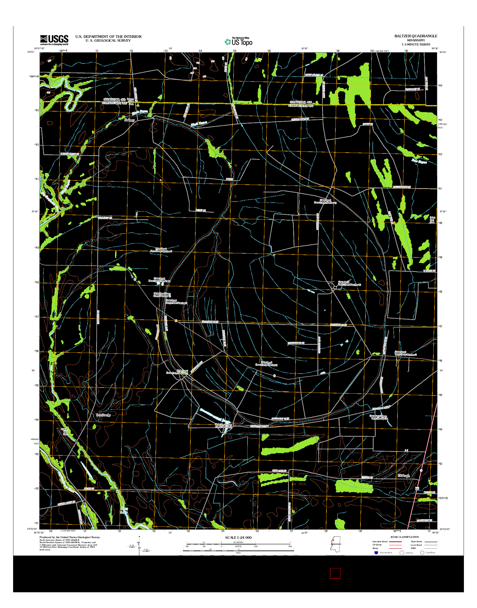 USGS US TOPO 7.5-MINUTE MAP FOR BALTZER, MS 2012