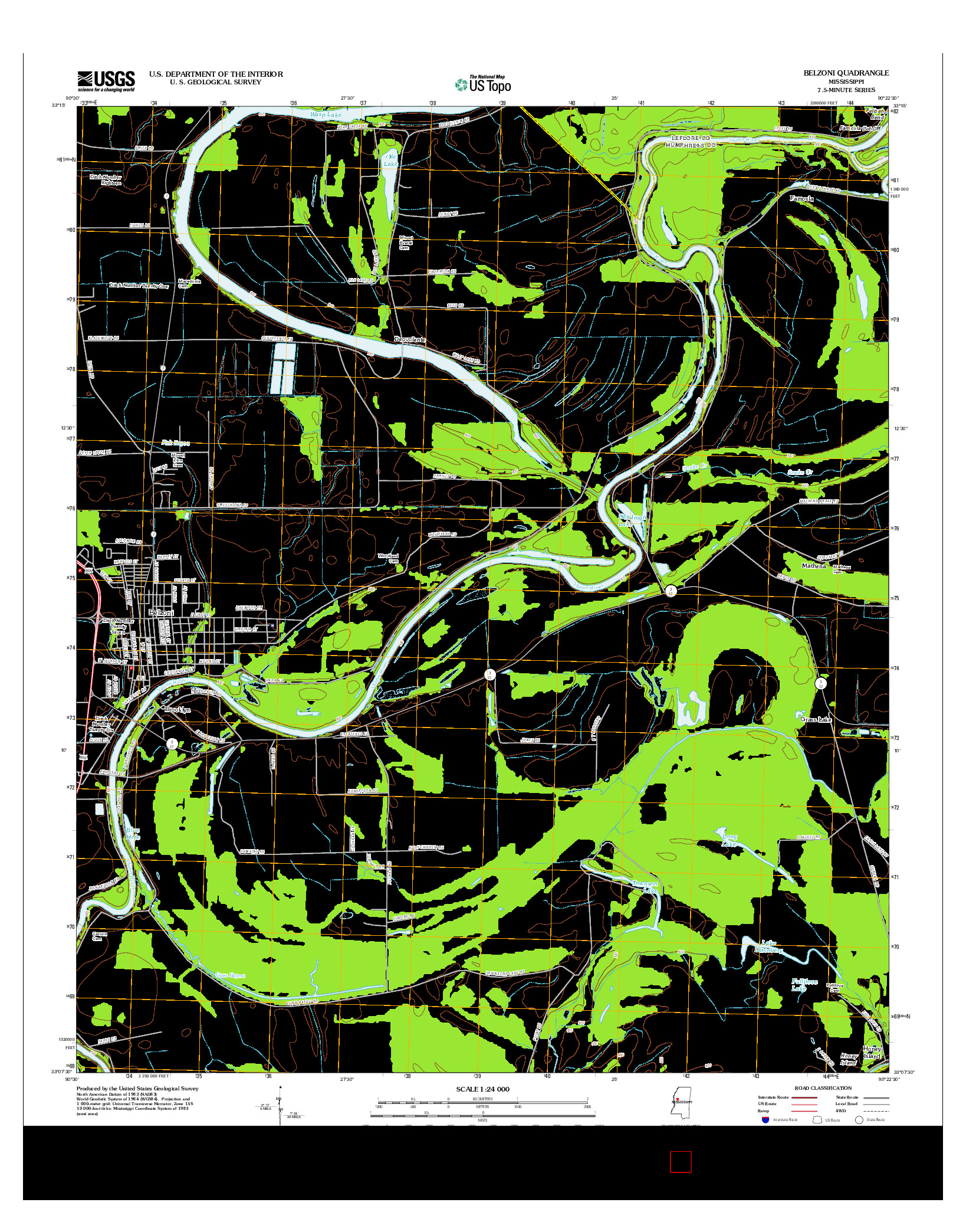 USGS US TOPO 7.5-MINUTE MAP FOR BELZONI, MS 2012