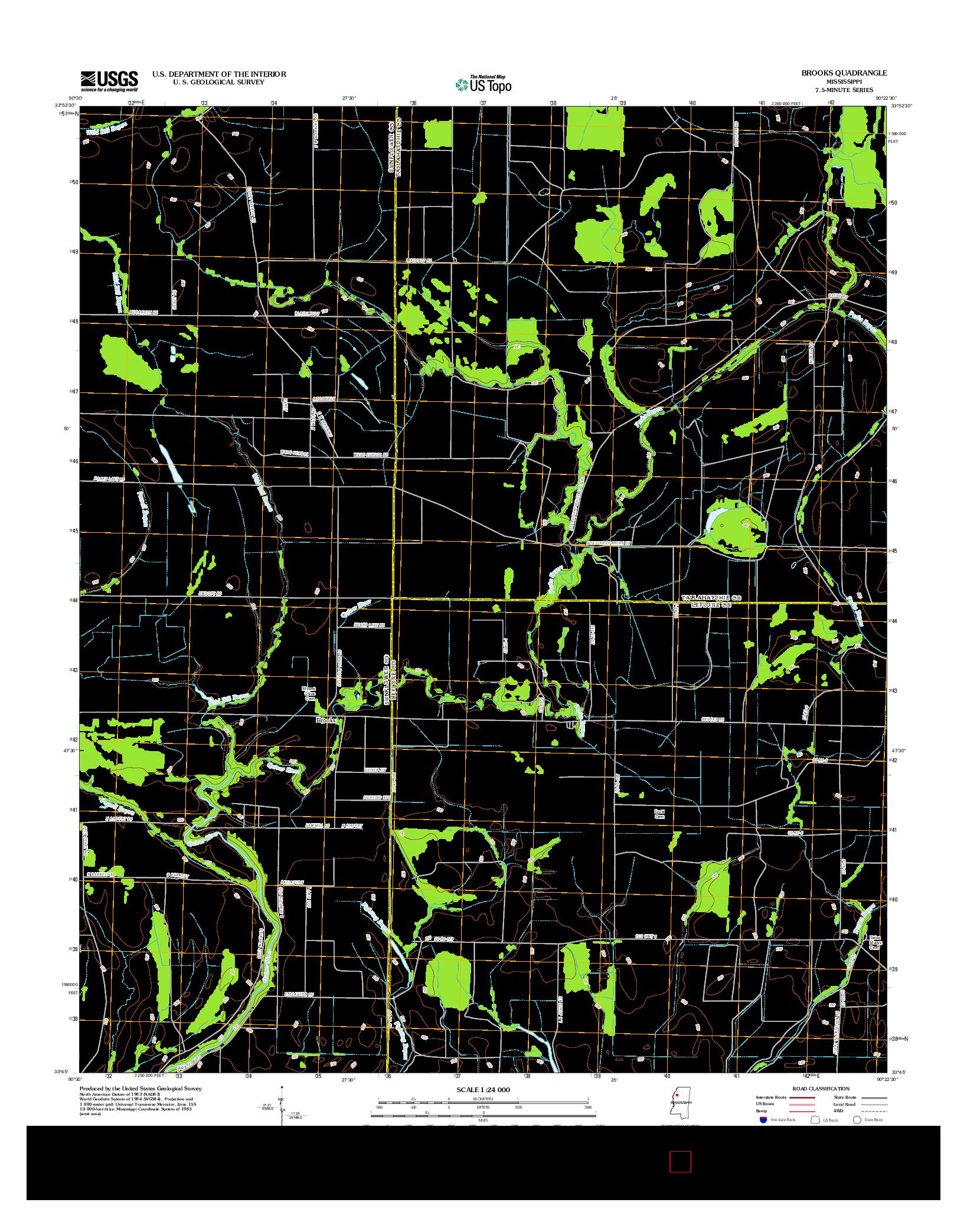 USGS US TOPO 7.5-MINUTE MAP FOR BROOKS, MS 2012