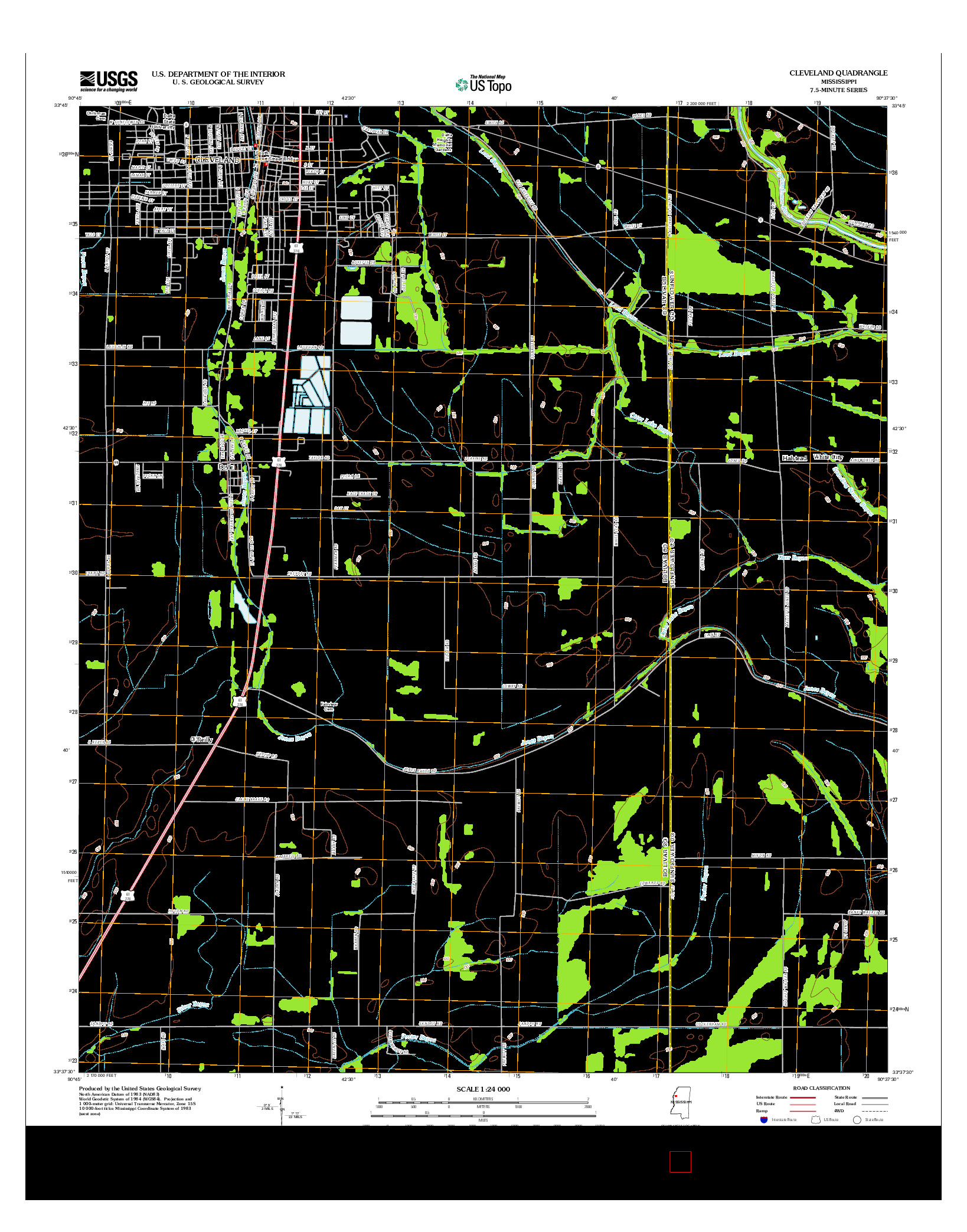 USGS US TOPO 7.5-MINUTE MAP FOR CLEVELAND, MS 2012