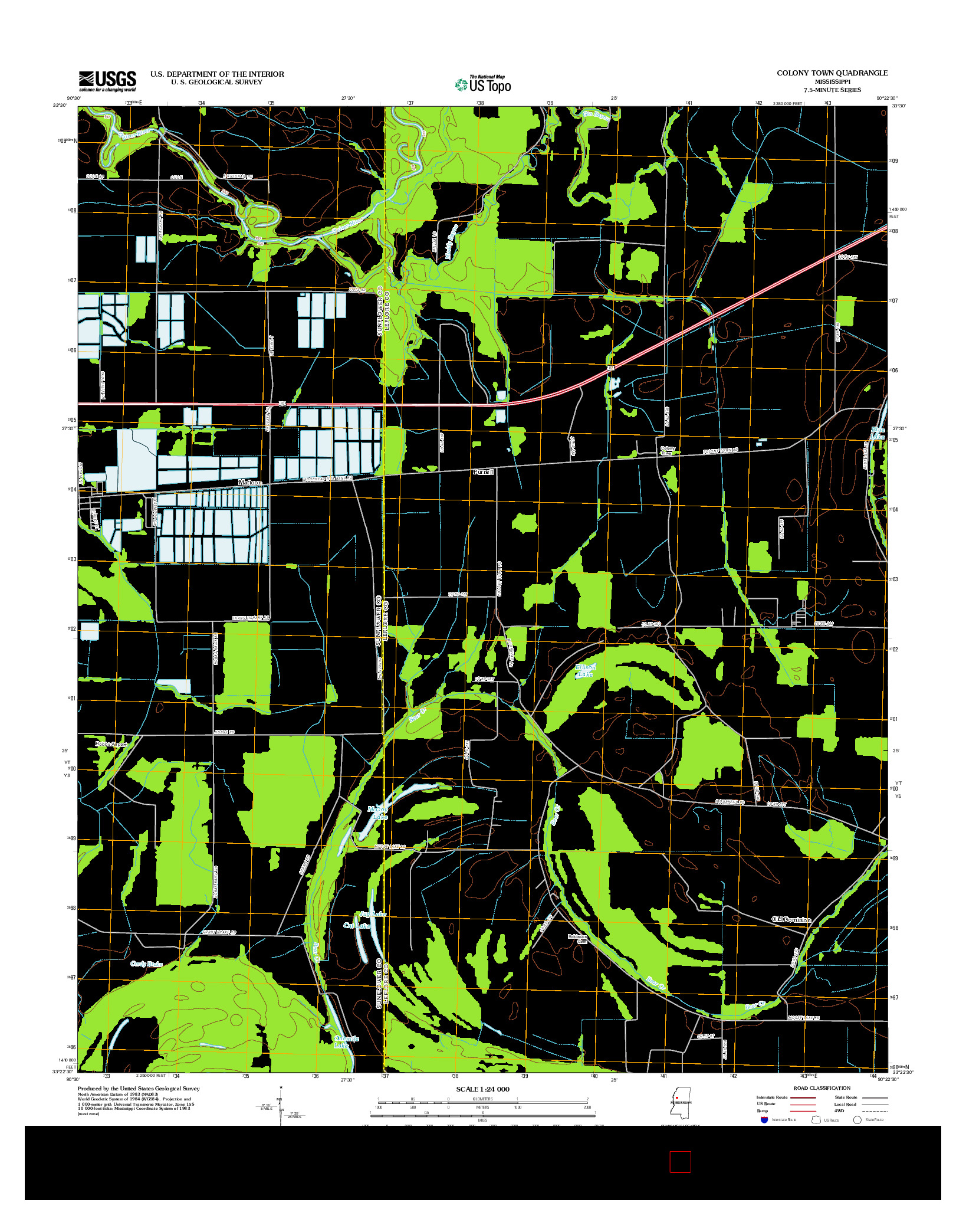 USGS US TOPO 7.5-MINUTE MAP FOR COLONY TOWN, MS 2012