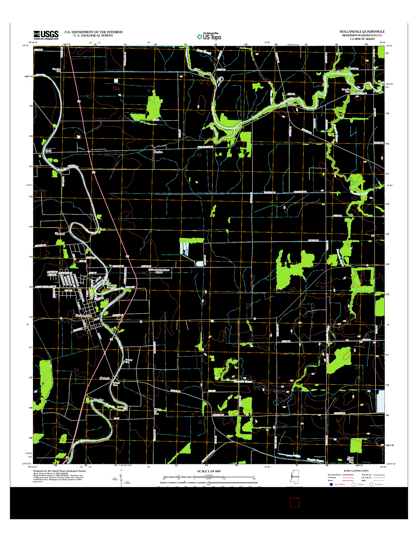 USGS US TOPO 7.5-MINUTE MAP FOR HOLLANDALE, MS 2012