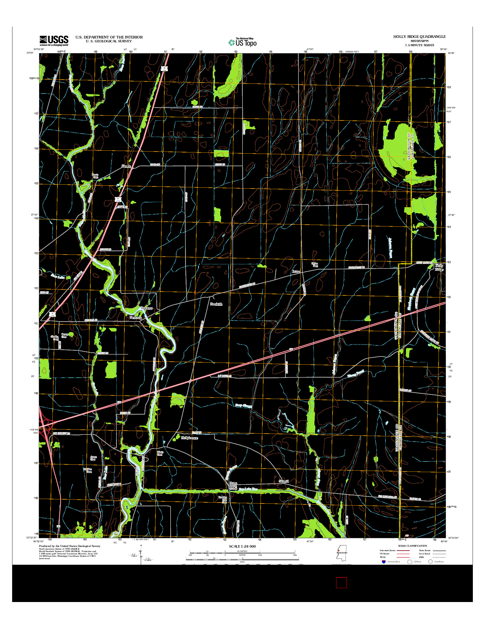 USGS US TOPO 7.5-MINUTE MAP FOR HOLLY RIDGE, MS 2012