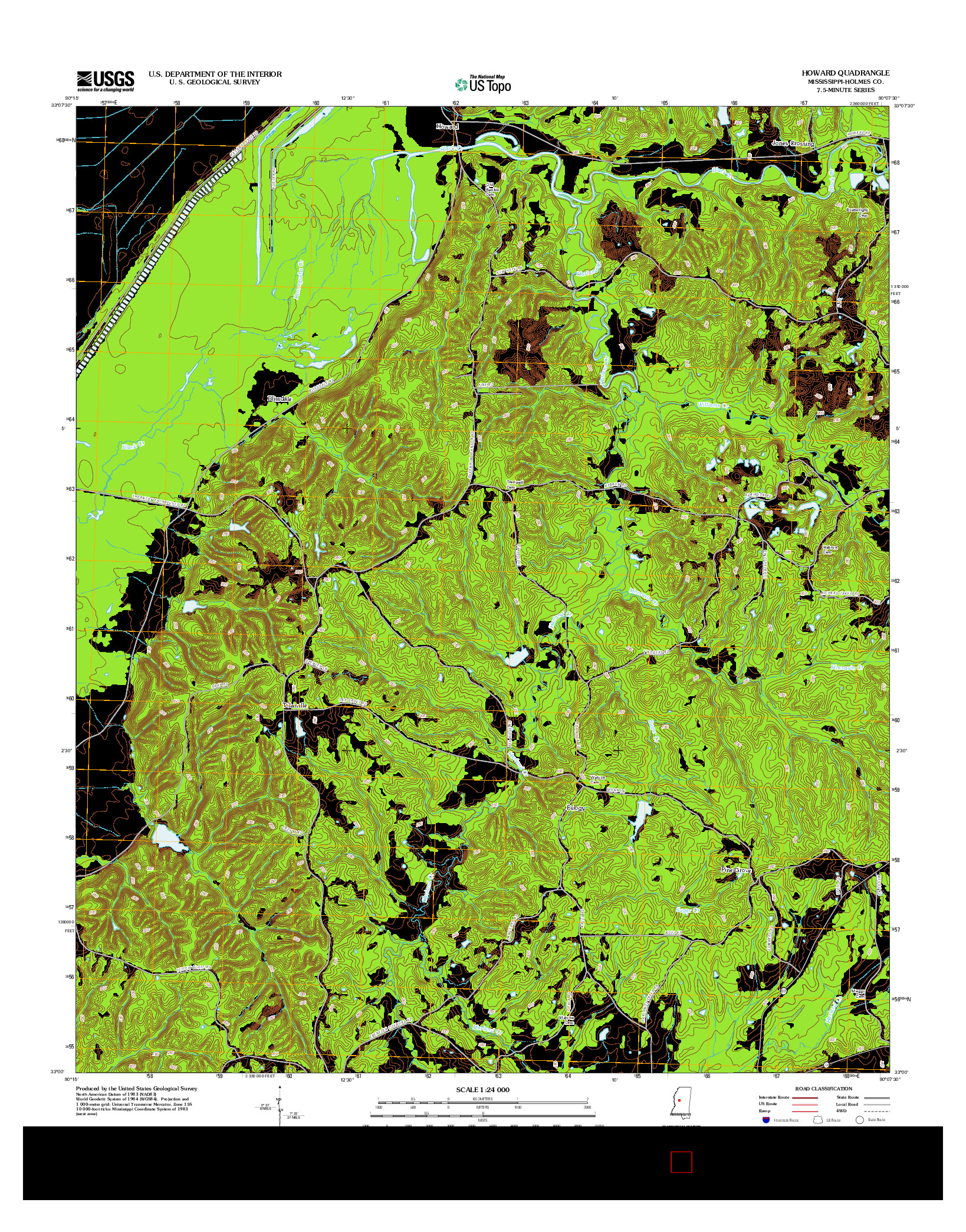 USGS US TOPO 7.5-MINUTE MAP FOR HOWARD, MS 2012