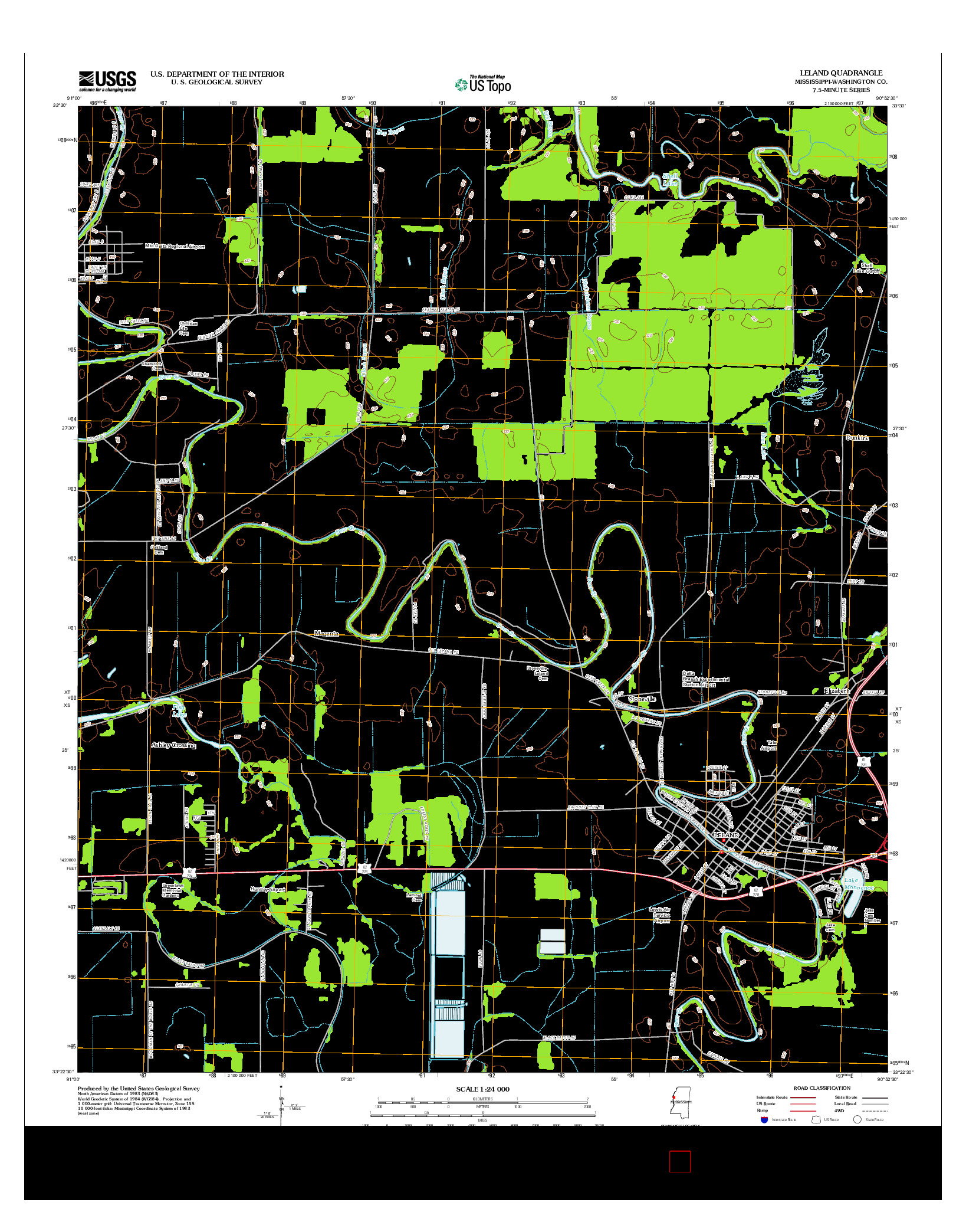 USGS US TOPO 7.5-MINUTE MAP FOR LELAND, MS 2012