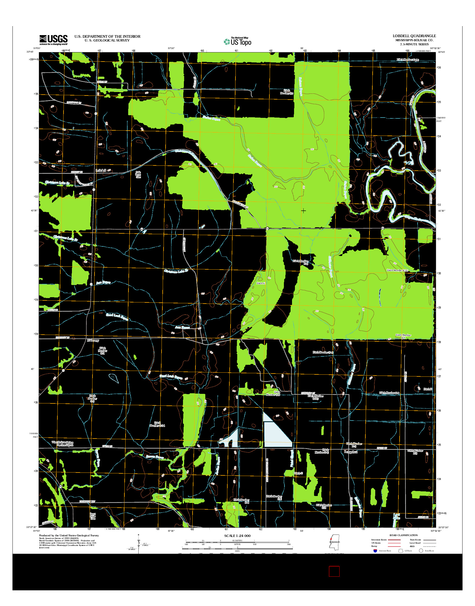 USGS US TOPO 7.5-MINUTE MAP FOR LOBDELL, MS 2012