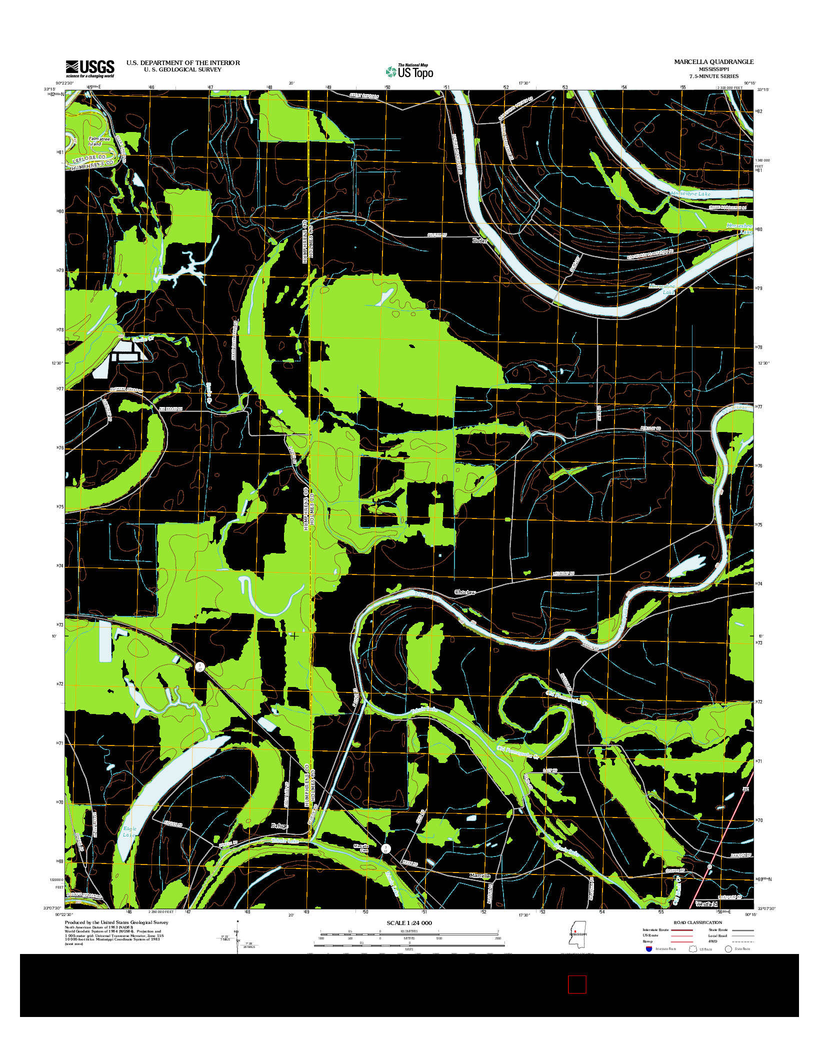 USGS US TOPO 7.5-MINUTE MAP FOR MARCELLA, MS 2012