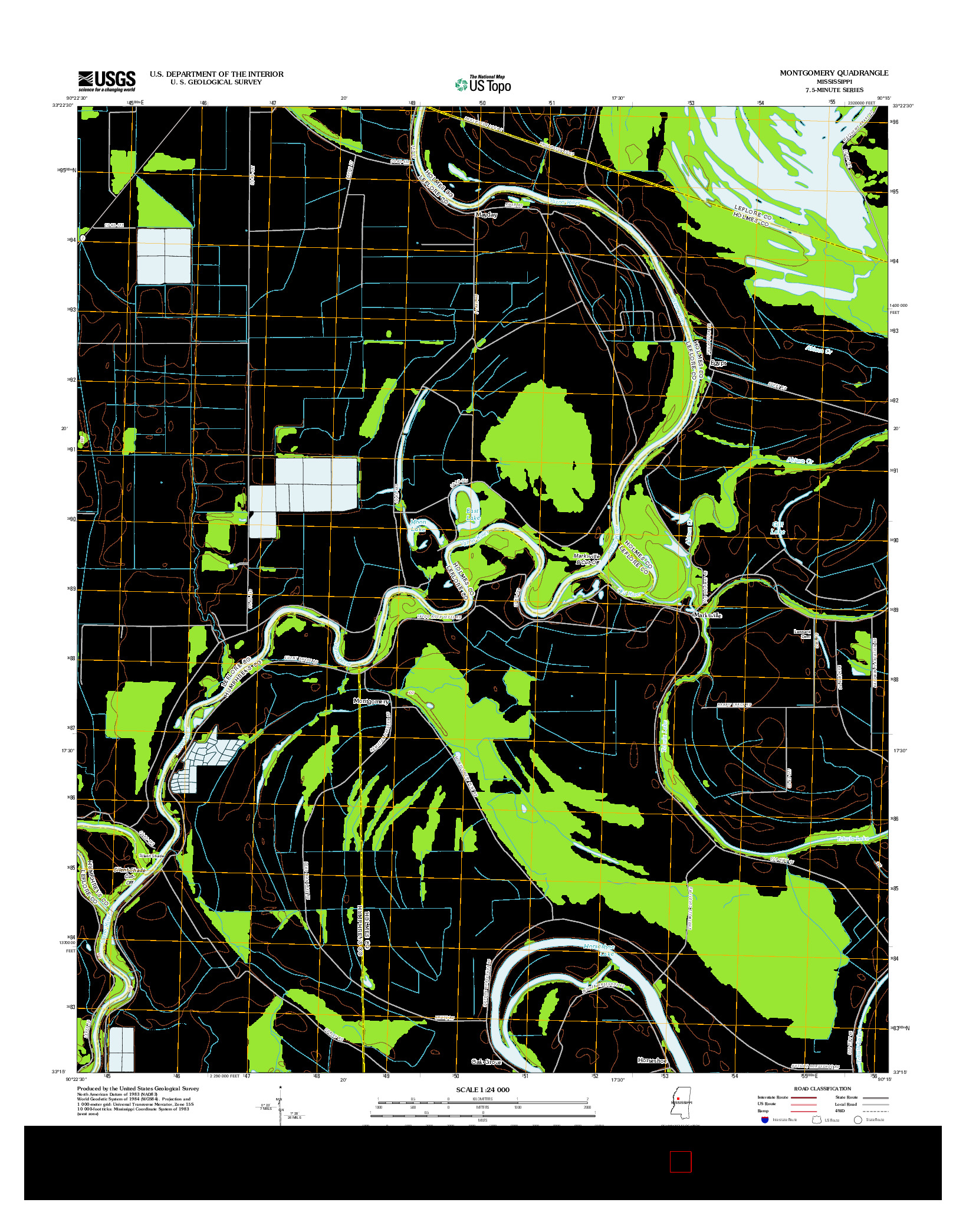 USGS US TOPO 7.5-MINUTE MAP FOR MONTGOMERY, MS 2012