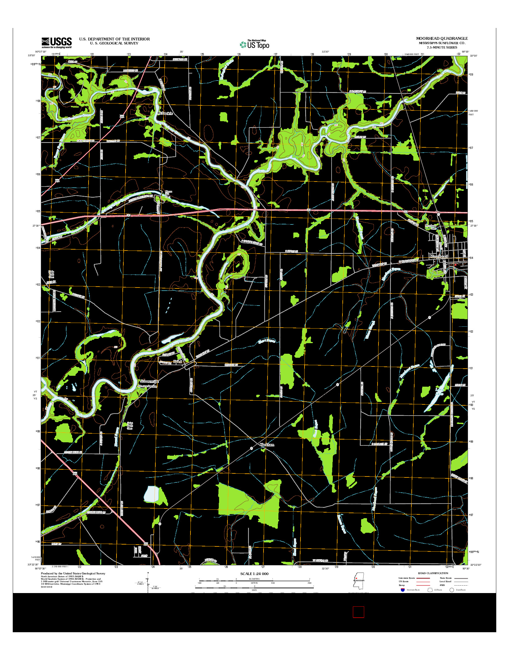 USGS US TOPO 7.5-MINUTE MAP FOR MOORHEAD, MS 2012
