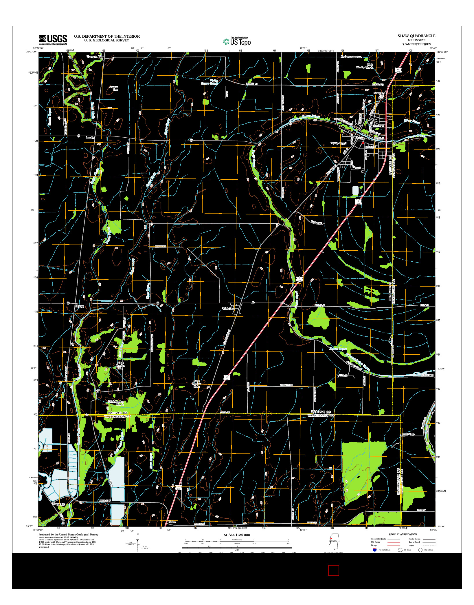 USGS US TOPO 7.5-MINUTE MAP FOR SHAW, MS 2012