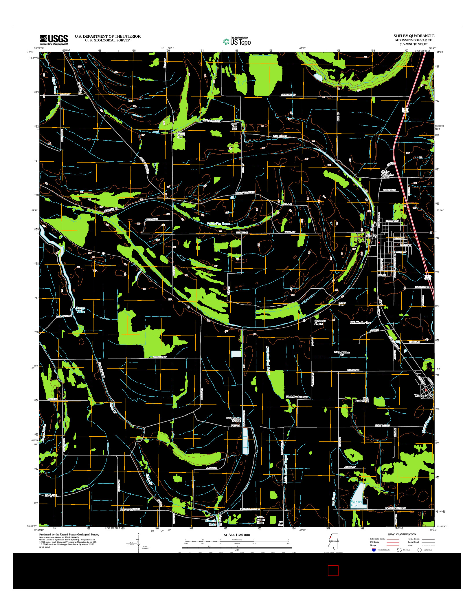 USGS US TOPO 7.5-MINUTE MAP FOR SHELBY, MS 2012