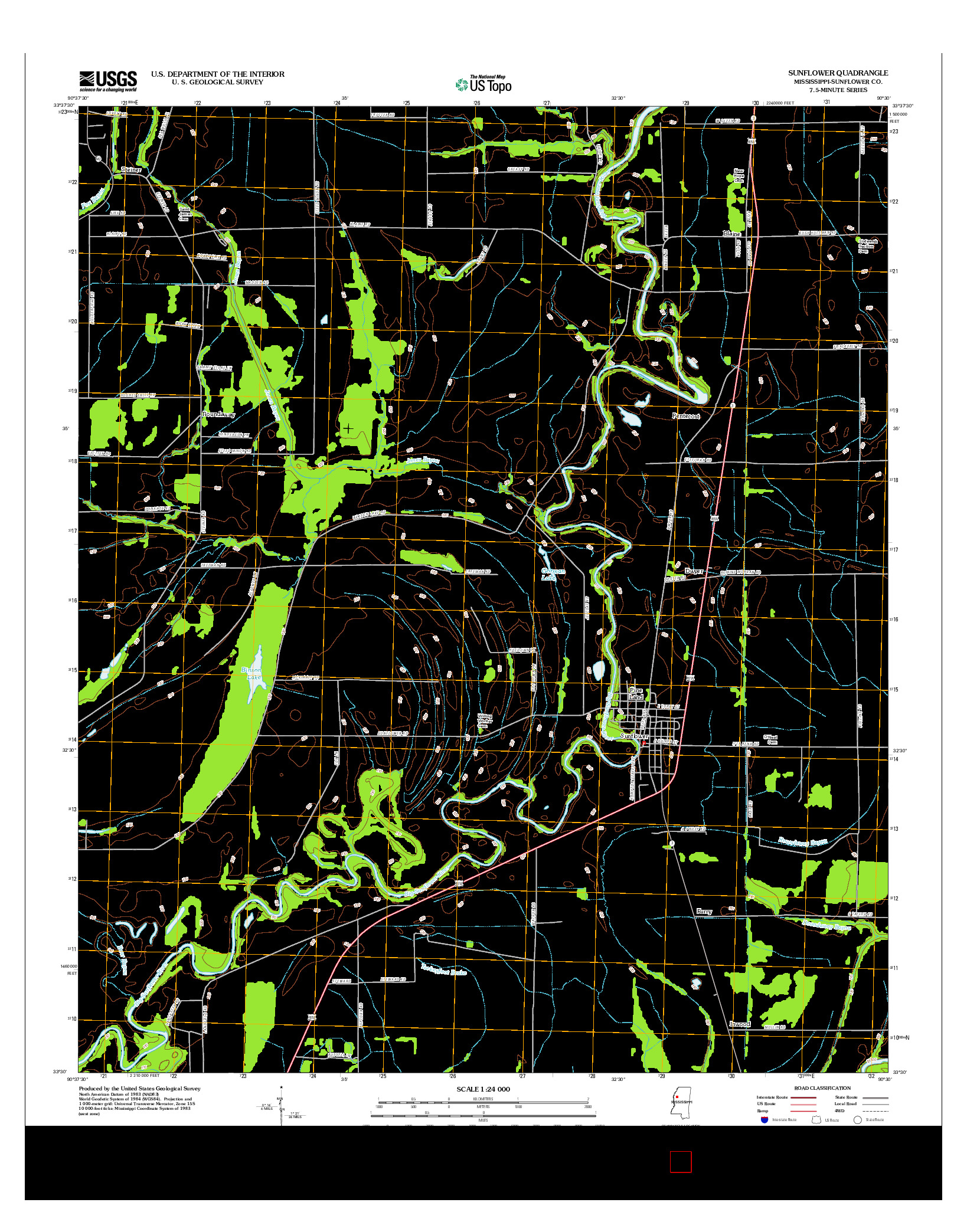 USGS US TOPO 7.5-MINUTE MAP FOR SUNFLOWER, MS 2012