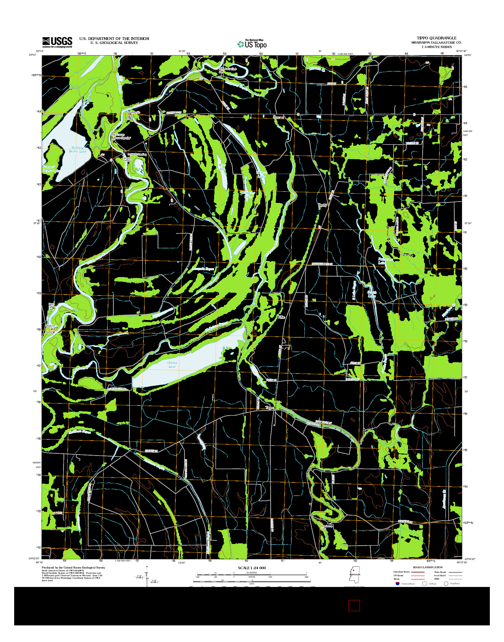 USGS US TOPO 7.5-MINUTE MAP FOR TIPPO, MS 2012