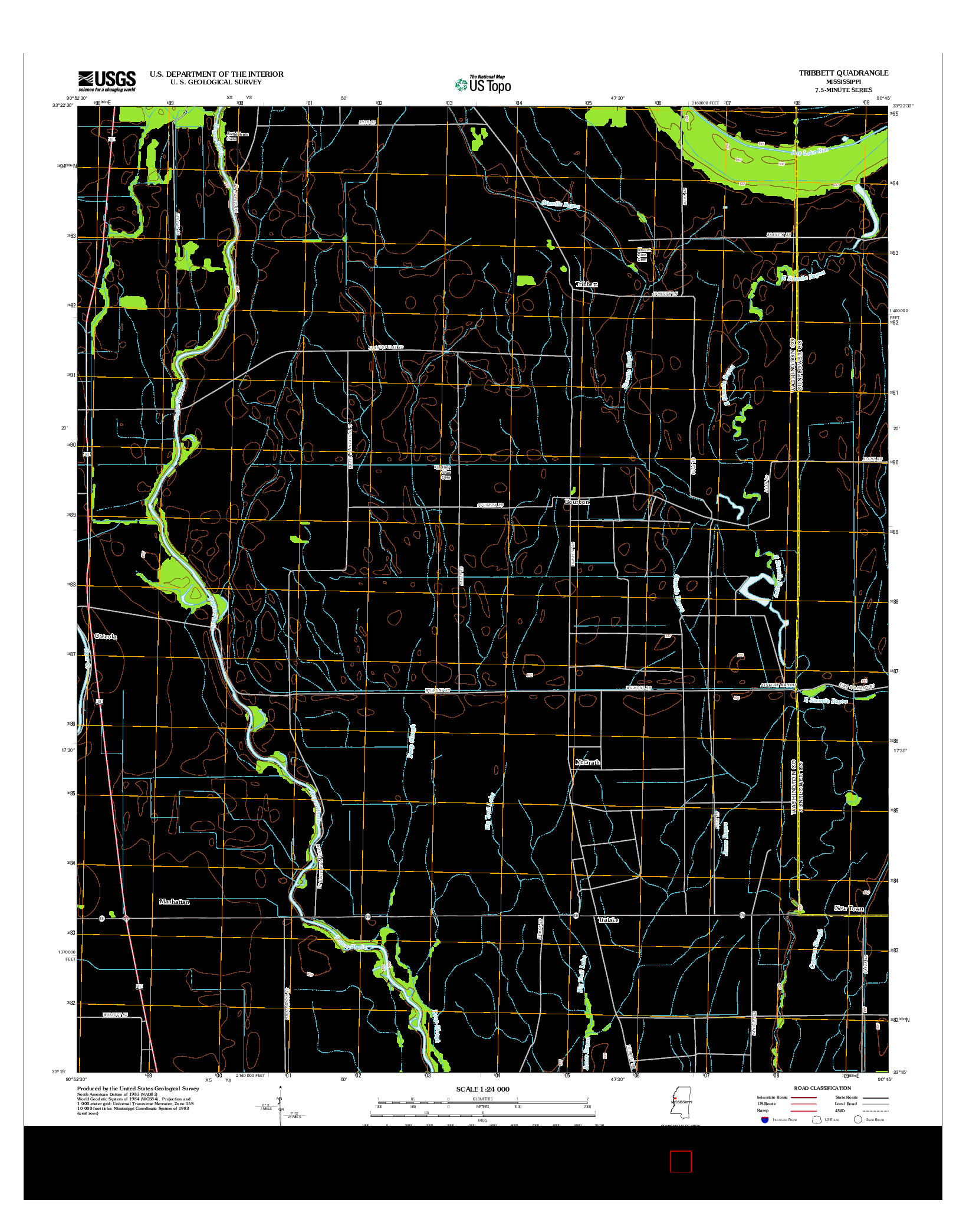 USGS US TOPO 7.5-MINUTE MAP FOR TRIBBETT, MS 2012