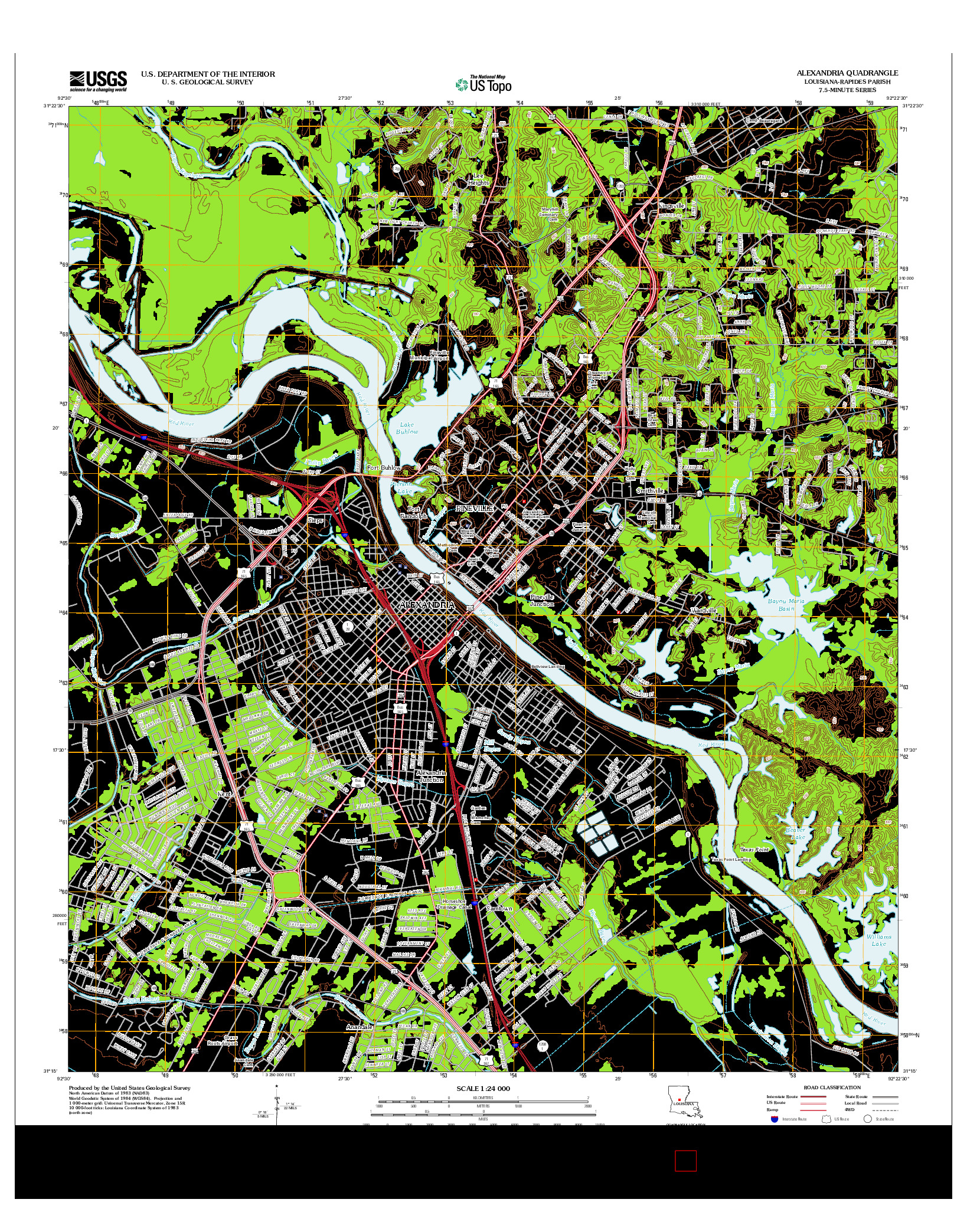 USGS US TOPO 7.5-MINUTE MAP FOR ALEXANDRIA, LA 2012