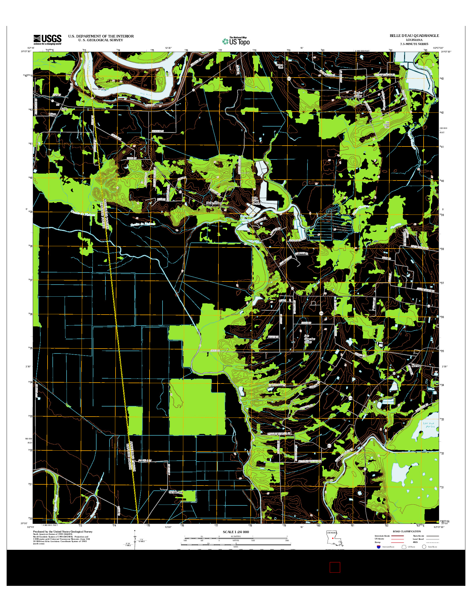 USGS US TOPO 7.5-MINUTE MAP FOR BELLE D'EAU, LA 2012