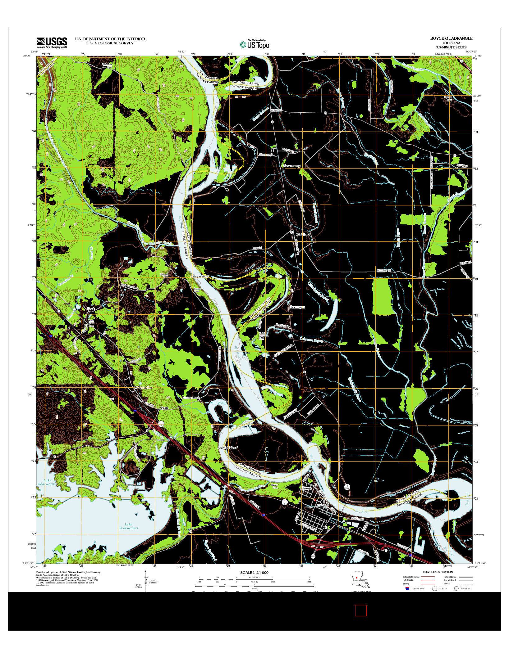 USGS US TOPO 7.5-MINUTE MAP FOR BOYCE, LA 2012